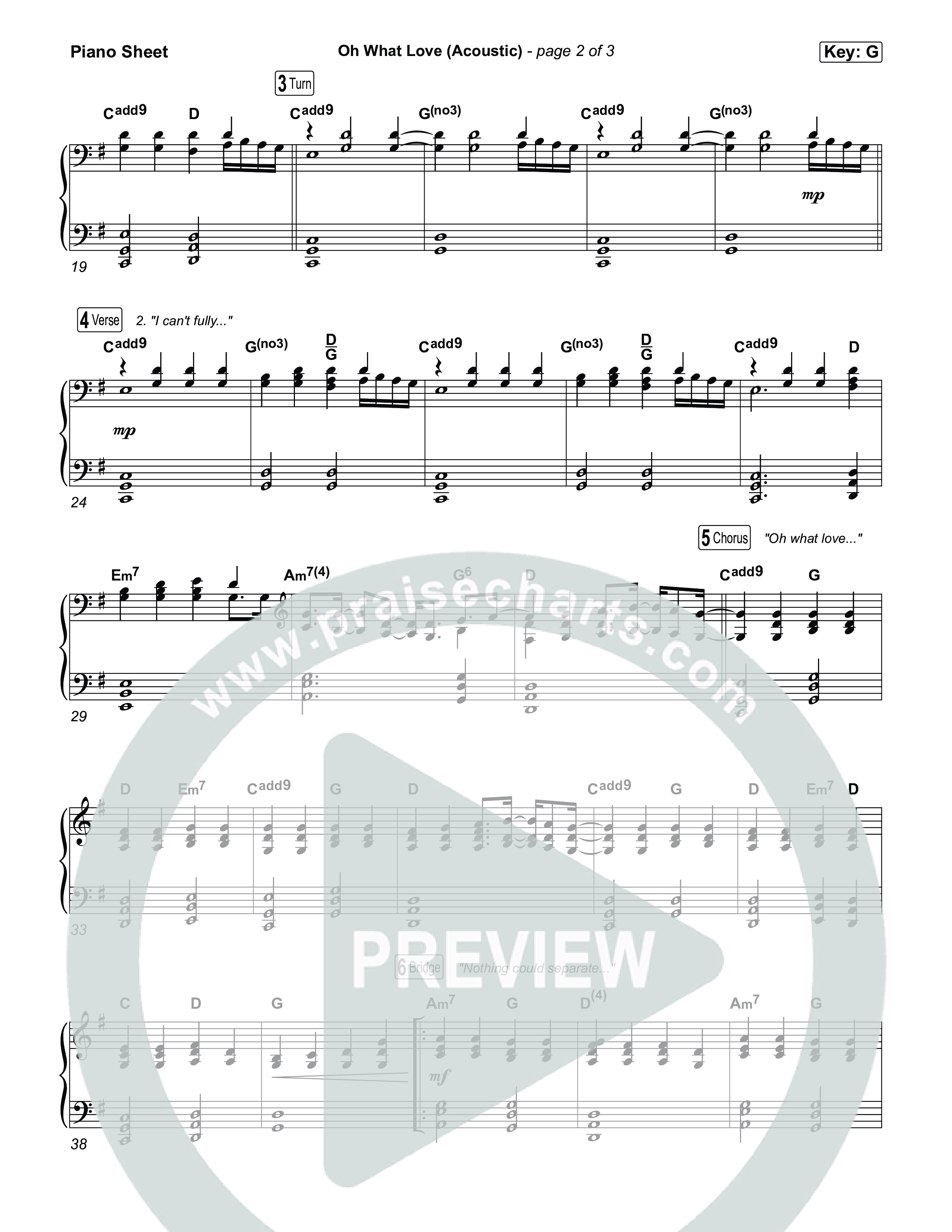 Oh What Love (Acoustic) Piano Sheet (The McClures)