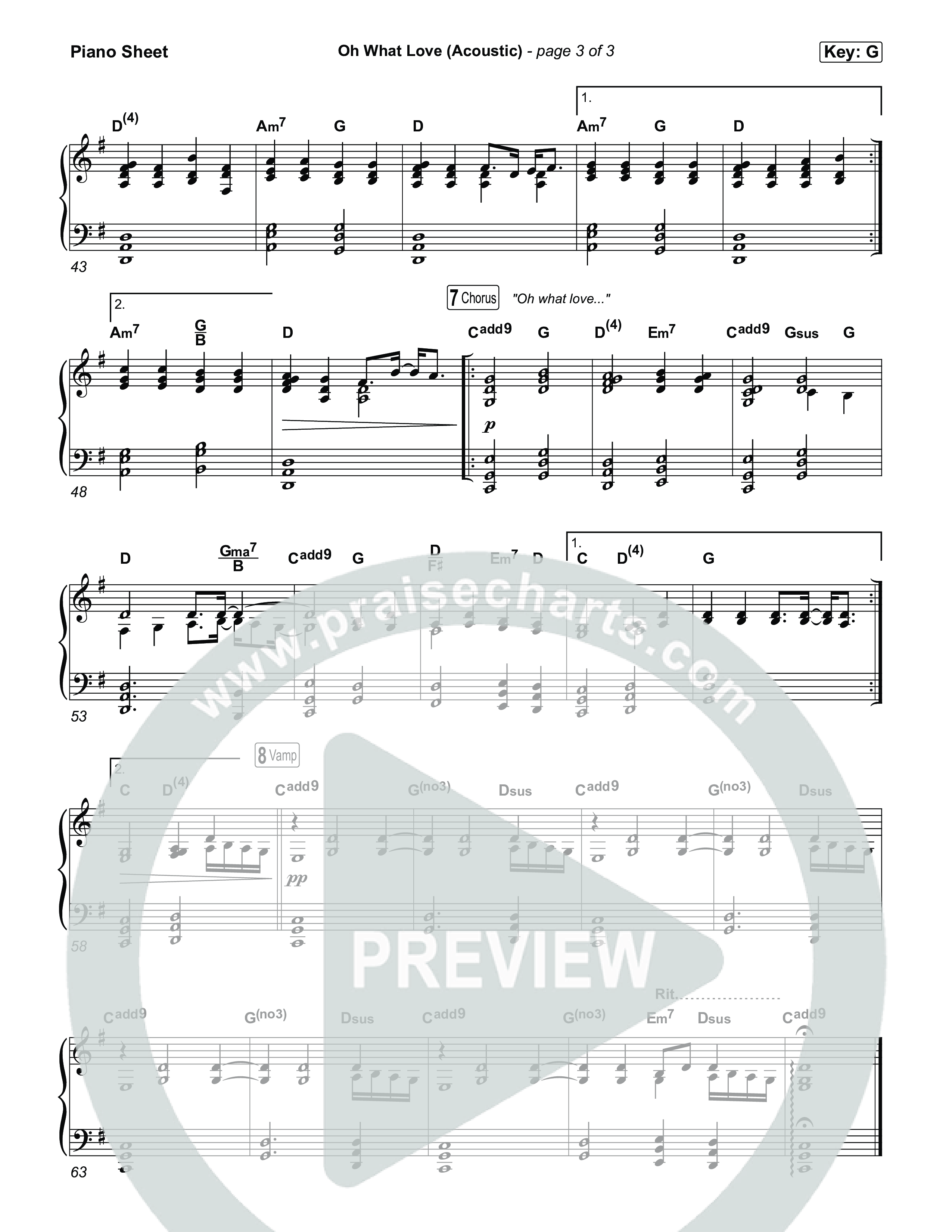 Oh What Love (Acoustic) Piano Sheet (The McClures)