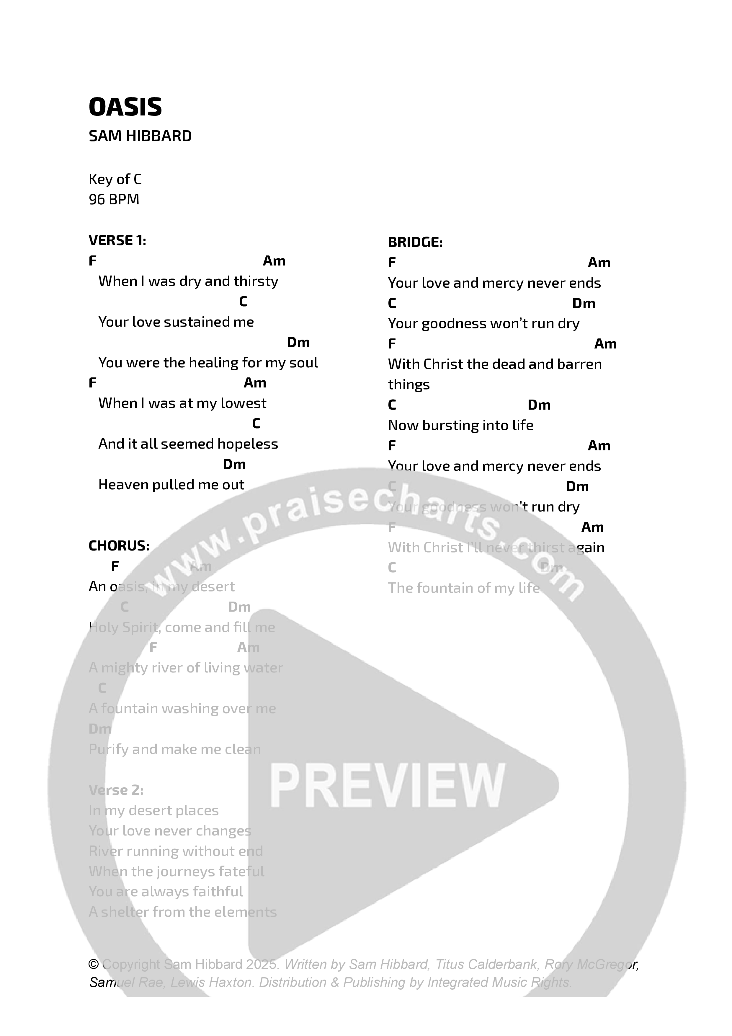 Oasis Chord Chart (Sam Hibbard)