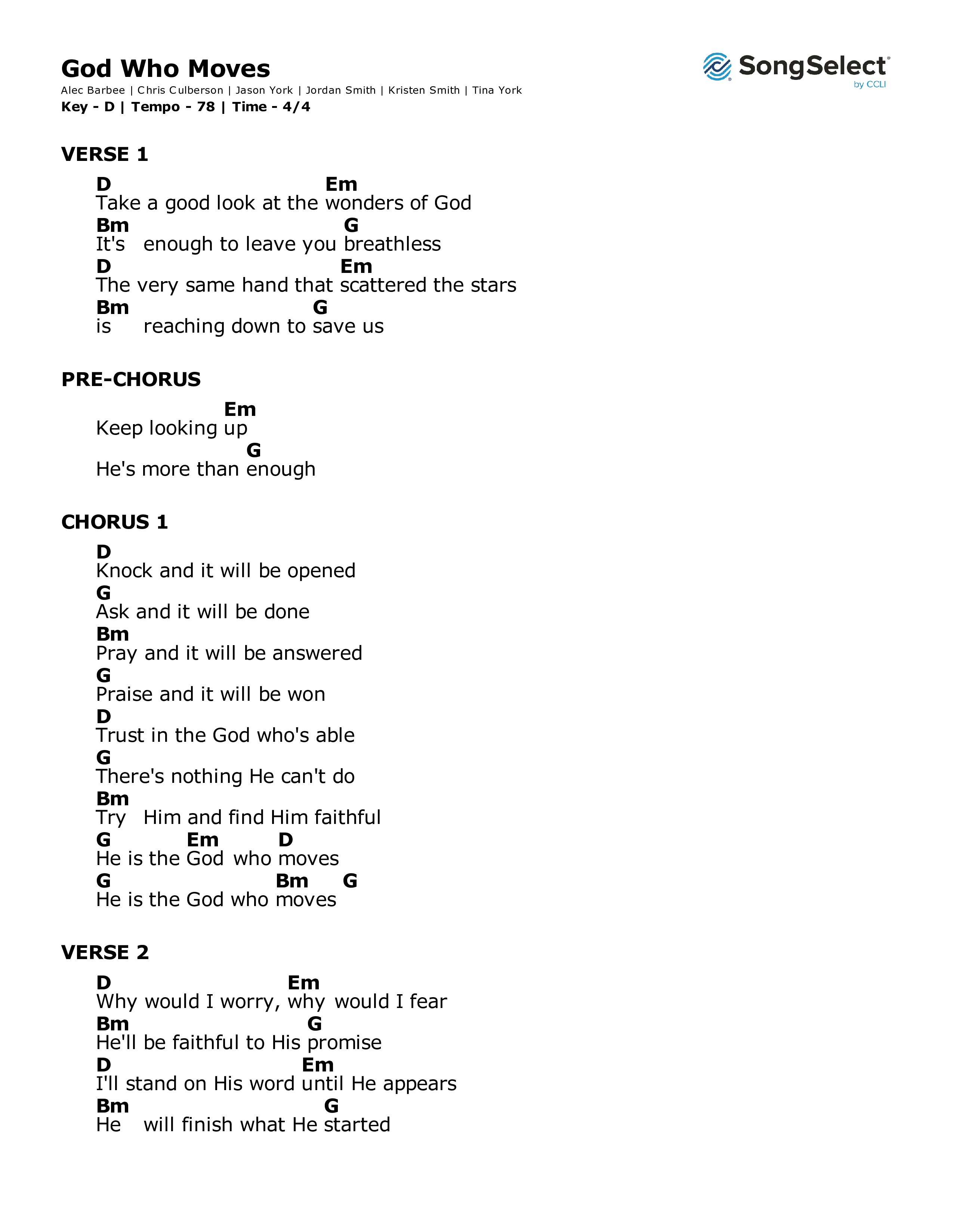 God Who Moves Chord Chart (Central Collective / Orch. David Culberson)