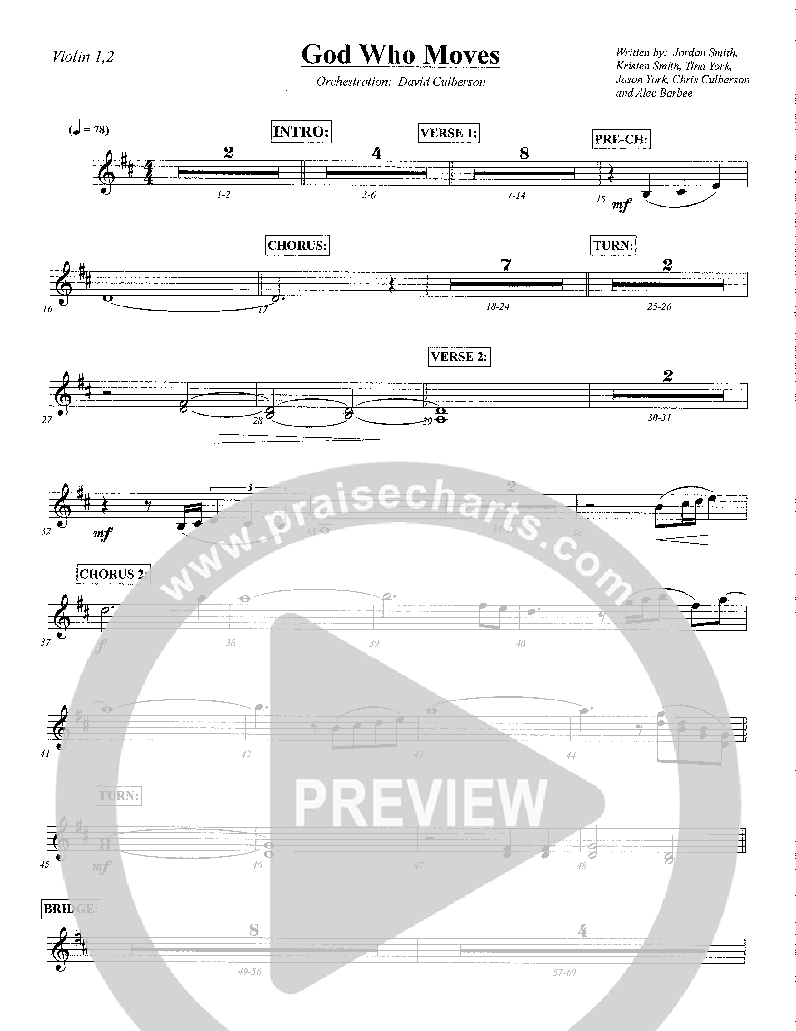 God Who Moves Violin 1/2 (Central Collective / Orch. David Culberson)