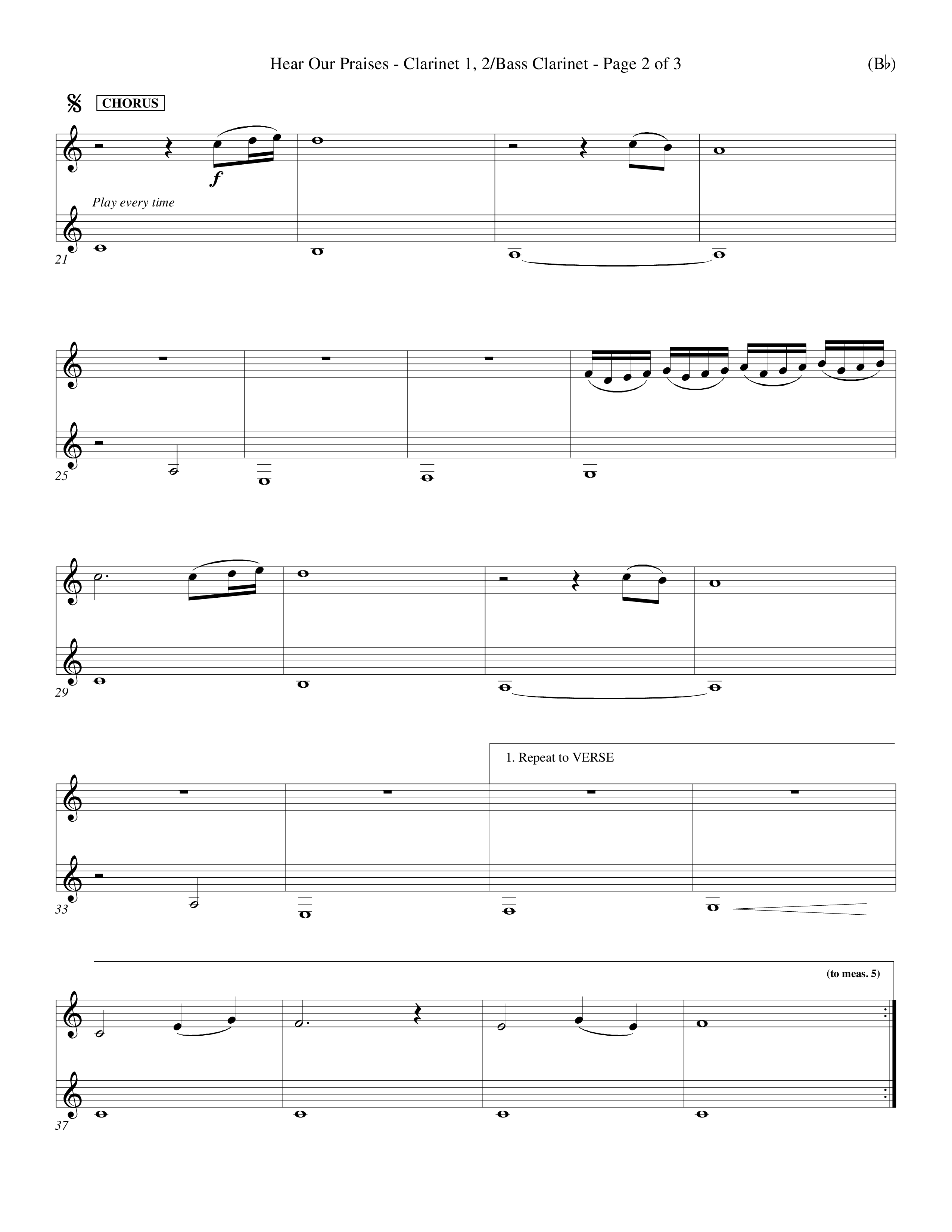 Hear Our Praises (Choral Anthem SATB) Clarinet 1/2, Bass Clarinet (Word Music Choral / Orch. Keith Wilbanks)