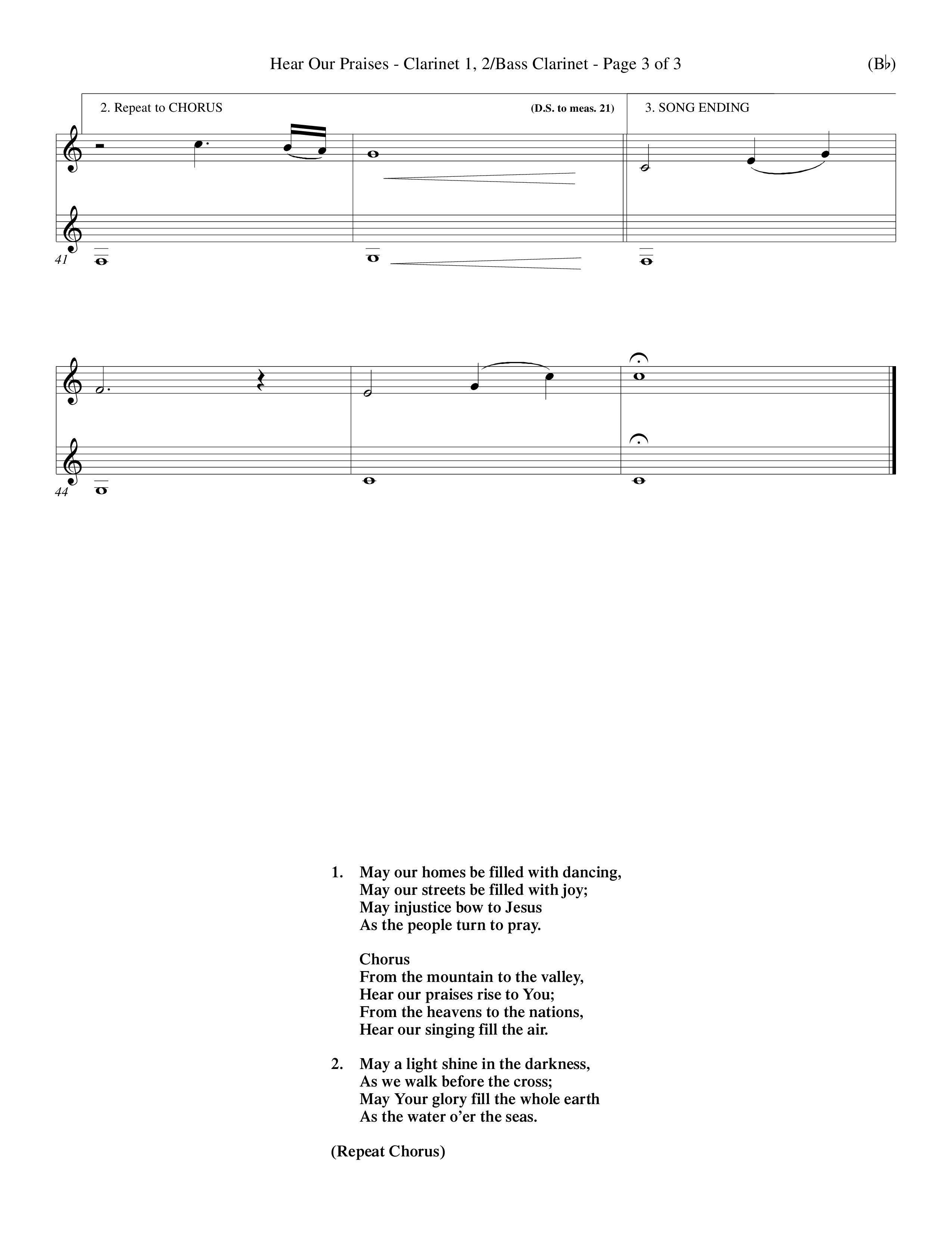 Hear Our Praises (Choral Anthem SATB) Clarinet 1/2, Bass Clarinet (Word Music Choral / Orch. Keith Wilbanks)