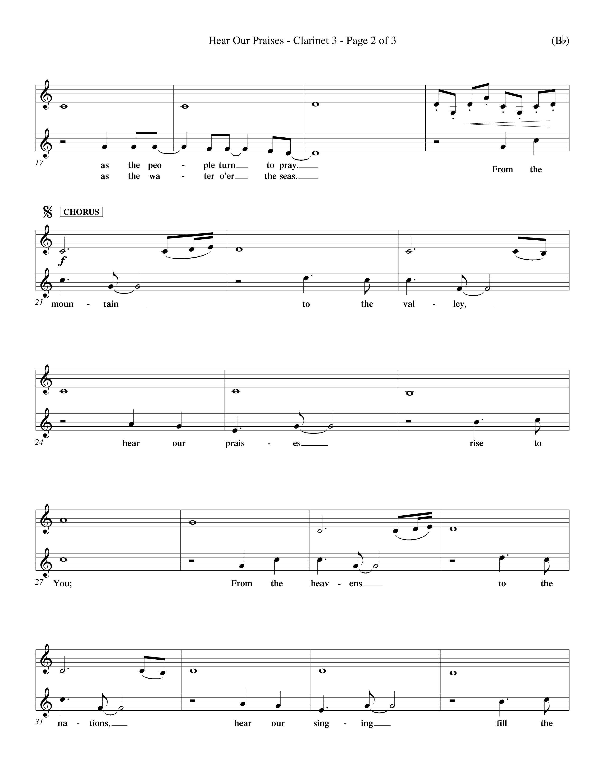 Hear Our Praises (Choral Anthem SATB) Clarinet 3 (Word Music Choral / Orch. Keith Wilbanks)