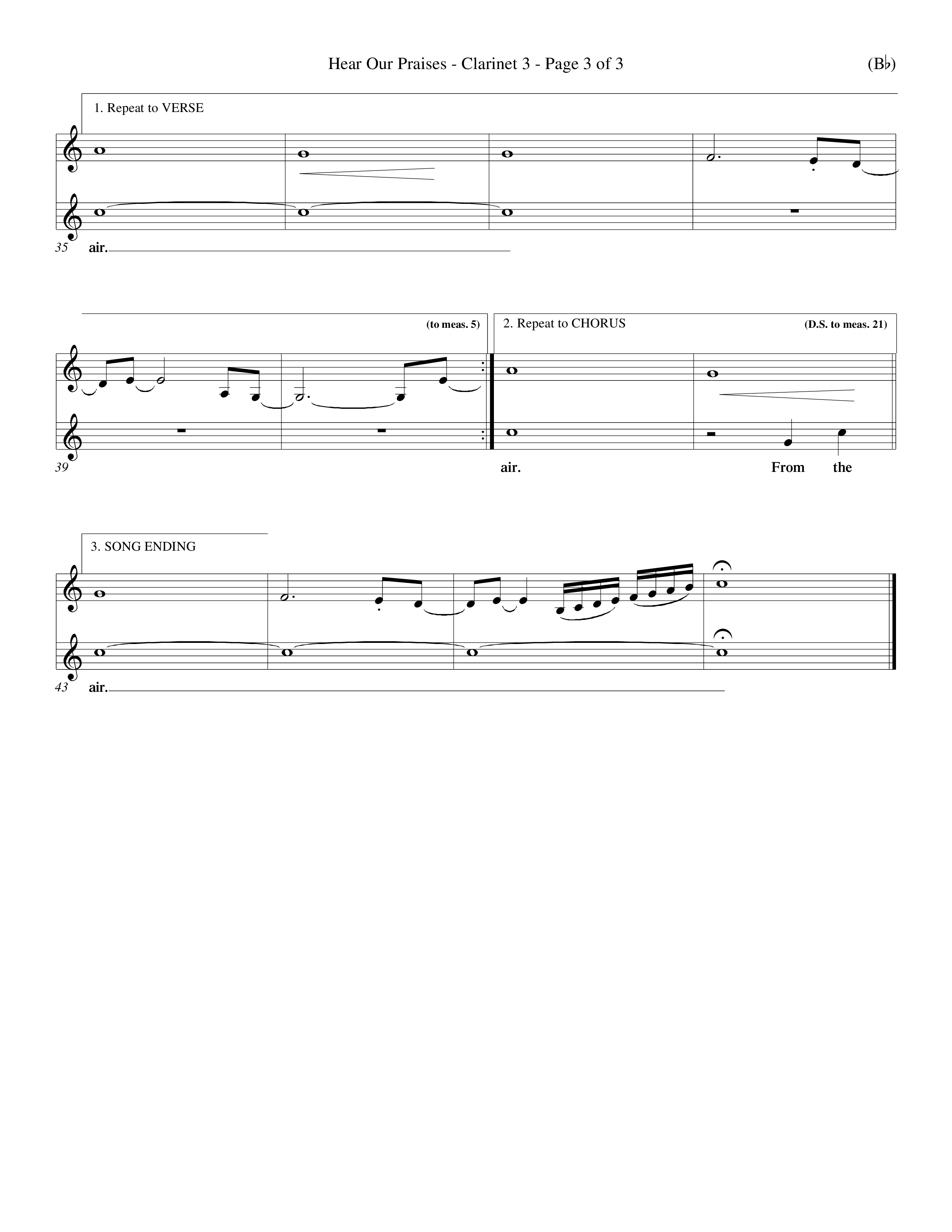 Hear Our Praises (Choral Anthem SATB) Clarinet 3 (Word Music Choral / Orch. Keith Wilbanks)