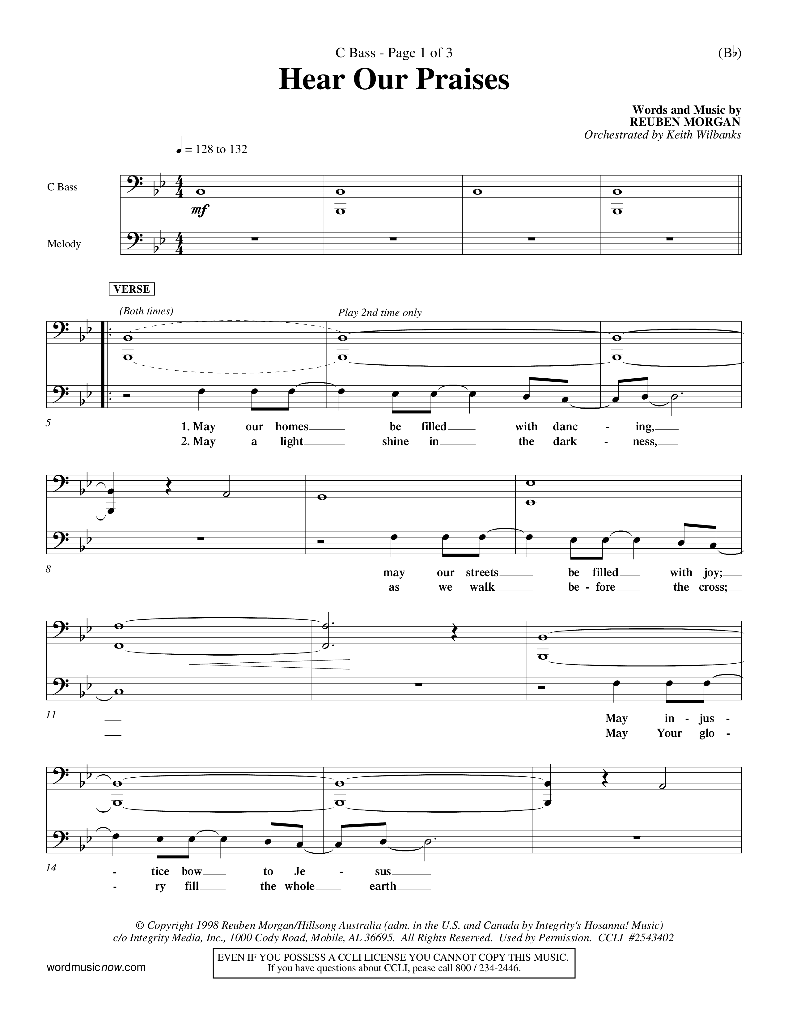 Hear Our Praises (Choral Anthem SATB) Contrabass (Word Music Choral / Orch. Keith Wilbanks)