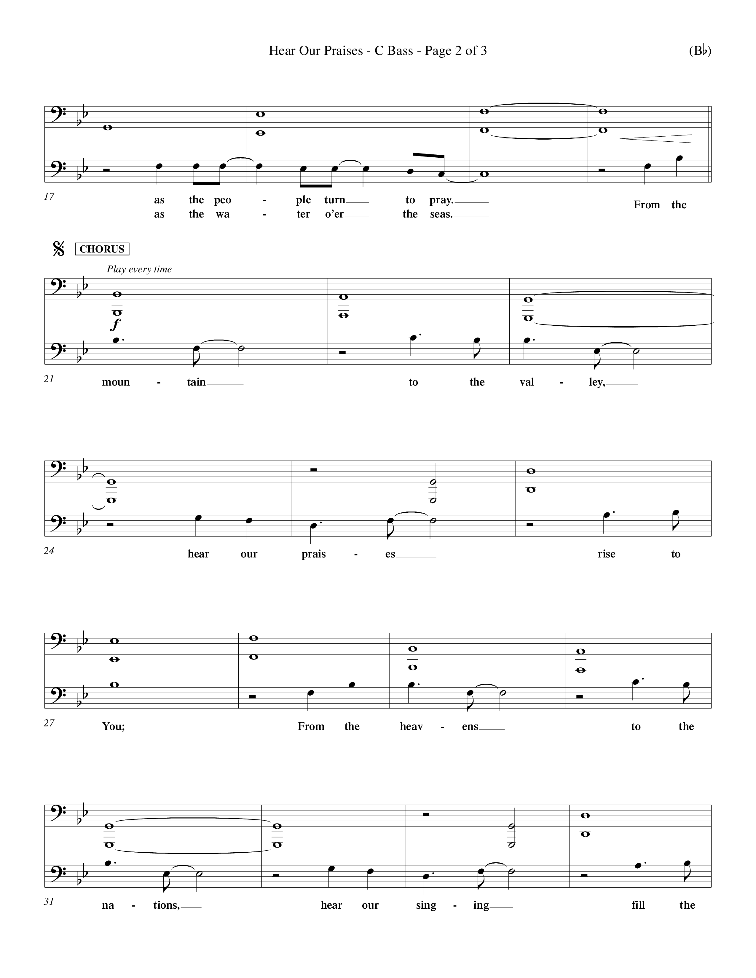 Hear Our Praises (Choral Anthem SATB) Contrabass (Word Music Choral / Orch. Keith Wilbanks)