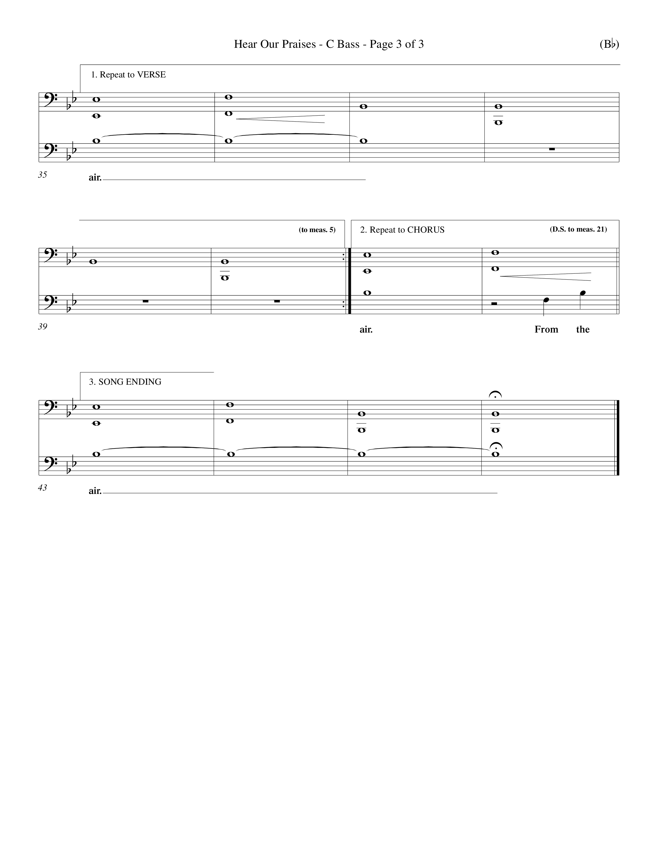 Hear Our Praises (Choral Anthem SATB) Contrabass (Word Music Choral / Orch. Keith Wilbanks)