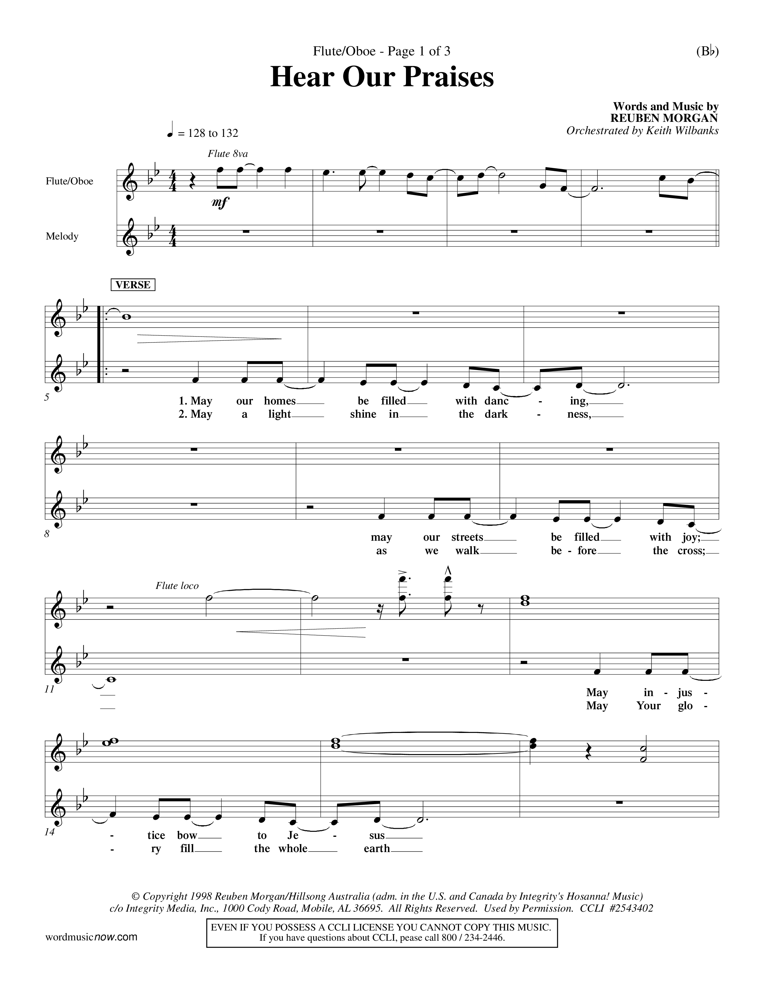 Hear Our Praises (Choral Anthem SATB) Flute/Oboe (Word Music Choral / Orch. Keith Wilbanks)