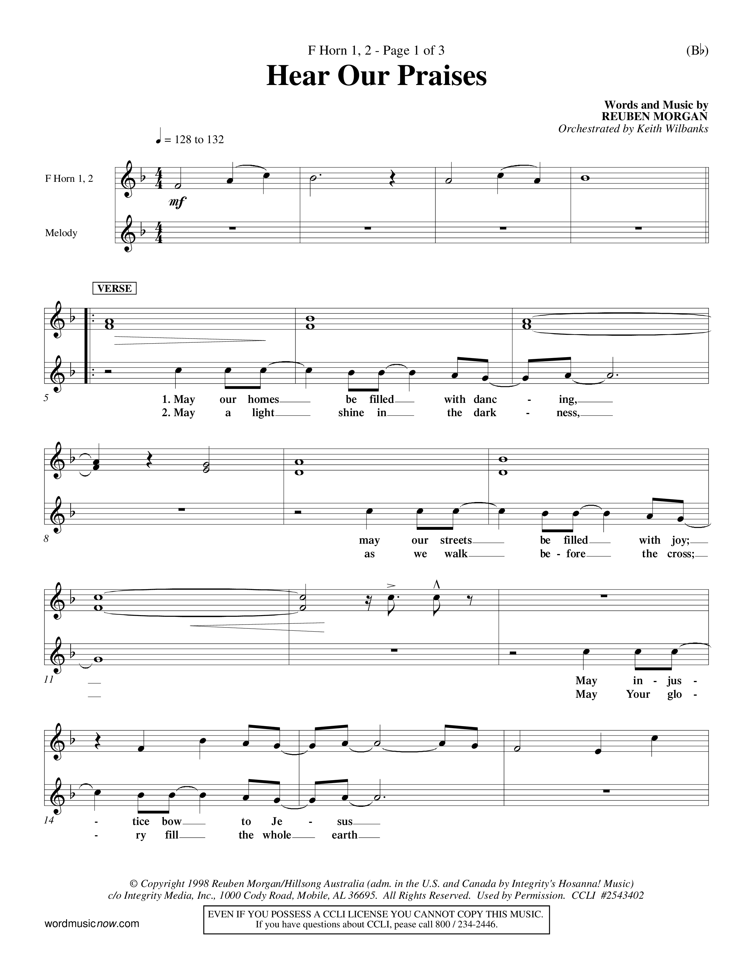 Hear Our Praises (Choral Anthem SATB) French Horn (Word Music Choral / Orch. Keith Wilbanks)