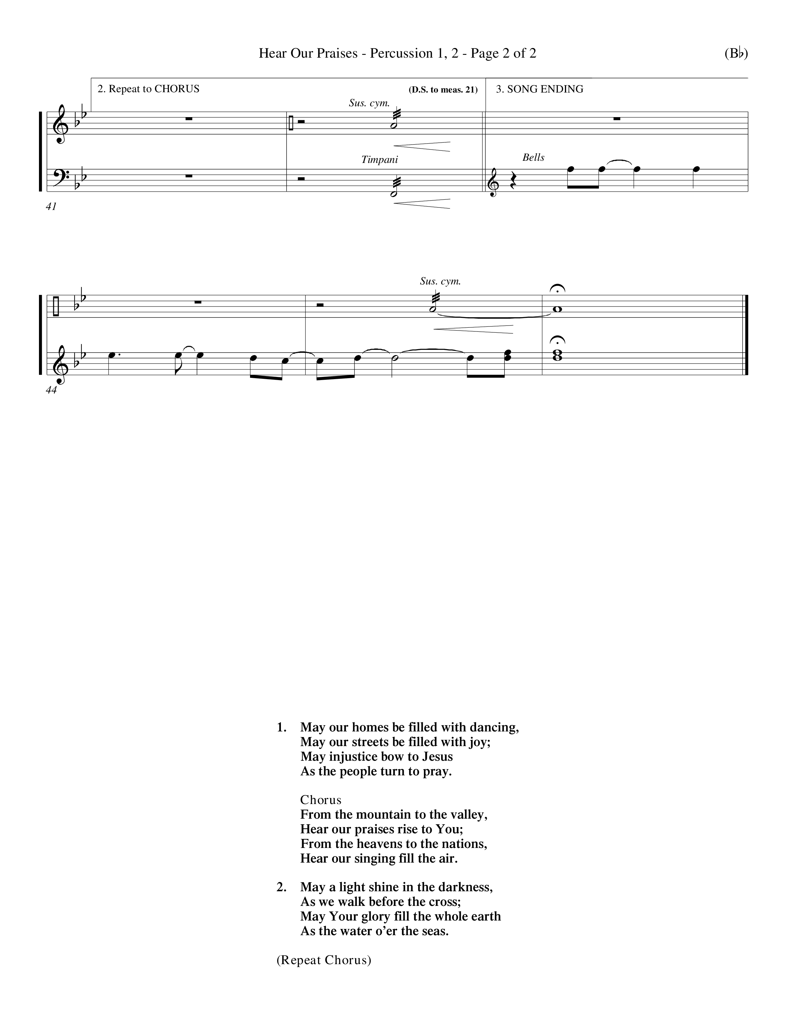 Hear Our Praises (Choral Anthem SATB) Percussion 1/2 (Word Music Choral / Orch. Keith Wilbanks)