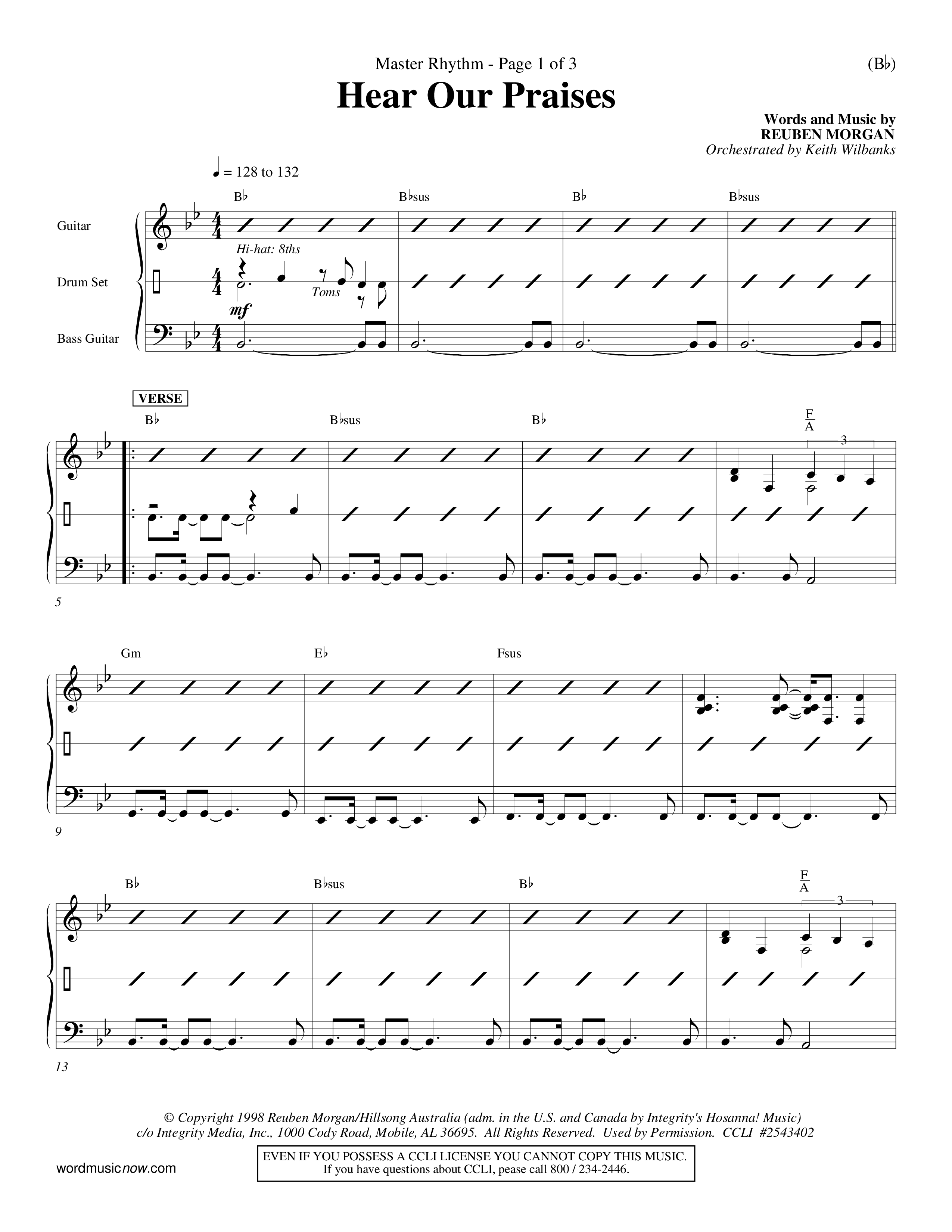 Hear Our Praises (Choral Anthem SATB) Rhythm Chart (Word Music Choral / Orch. Keith Wilbanks)