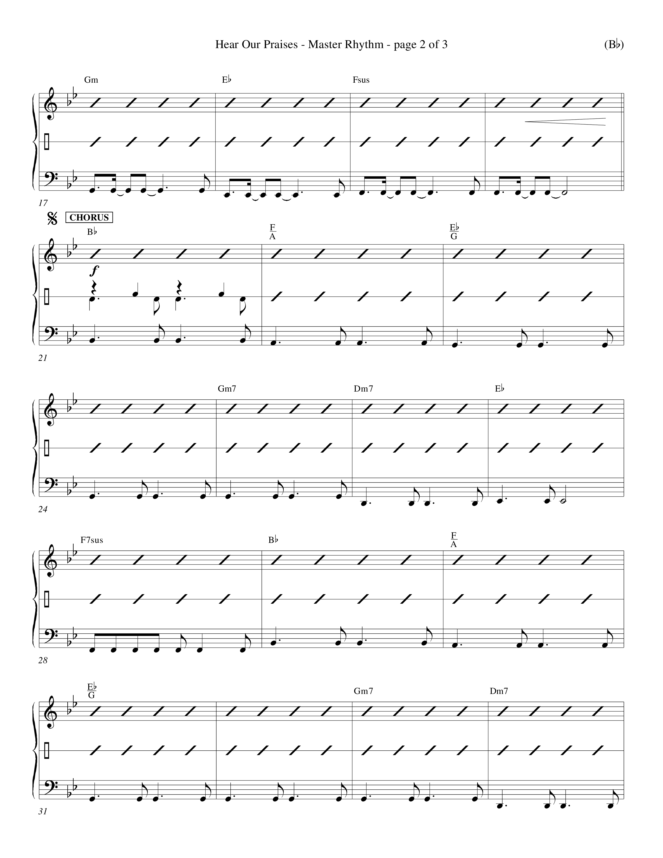 Hear Our Praises (Choral Anthem SATB) Rhythm Chart (Word Music Choral / Orch. Keith Wilbanks)