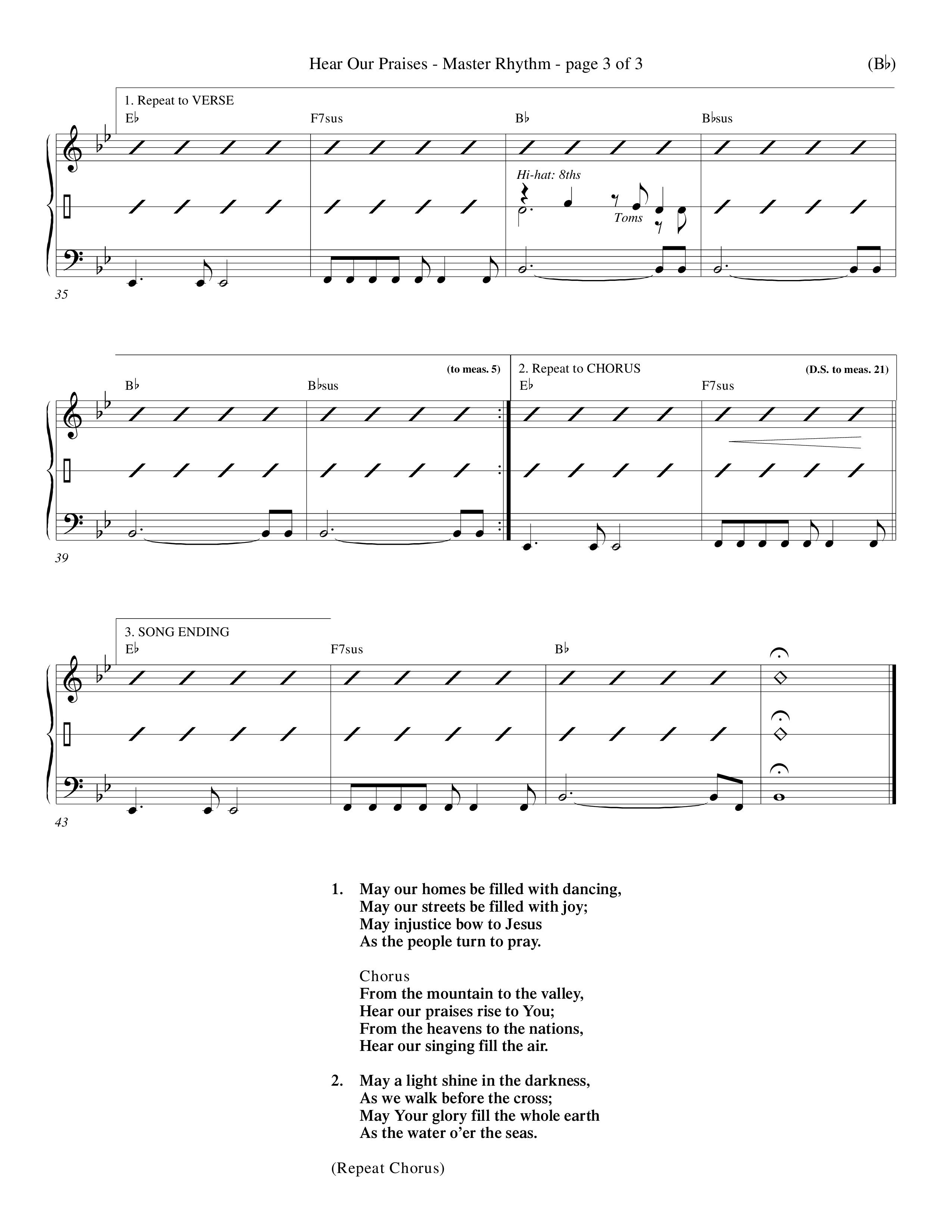 Hear Our Praises (Choral Anthem SATB) Rhythm Chart (Word Music Choral / Orch. Keith Wilbanks)