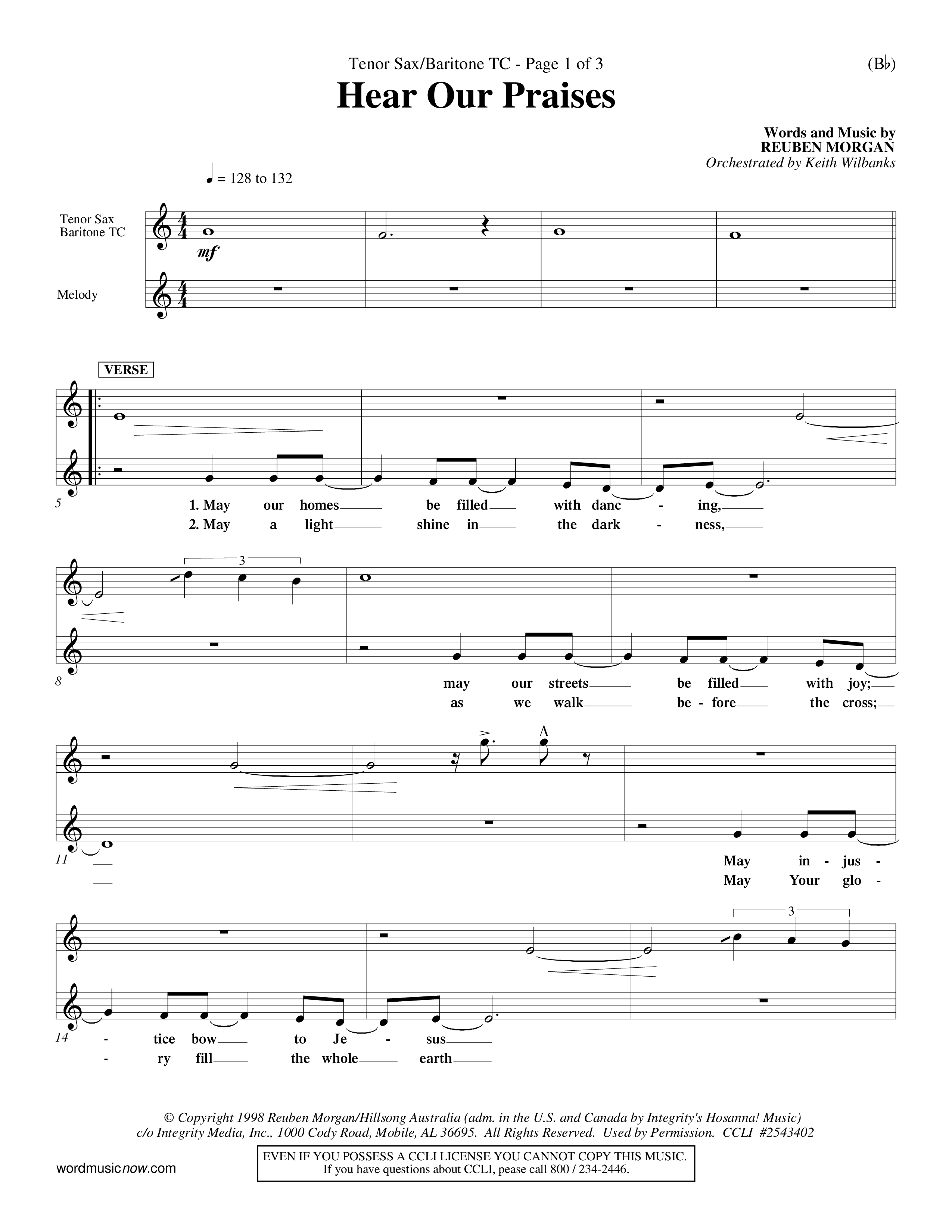 Hear Our Praises (Choral Anthem SATB) Tenor Sax/Baritone T.C. (Word Music Choral / Orch. Keith Wilbanks)