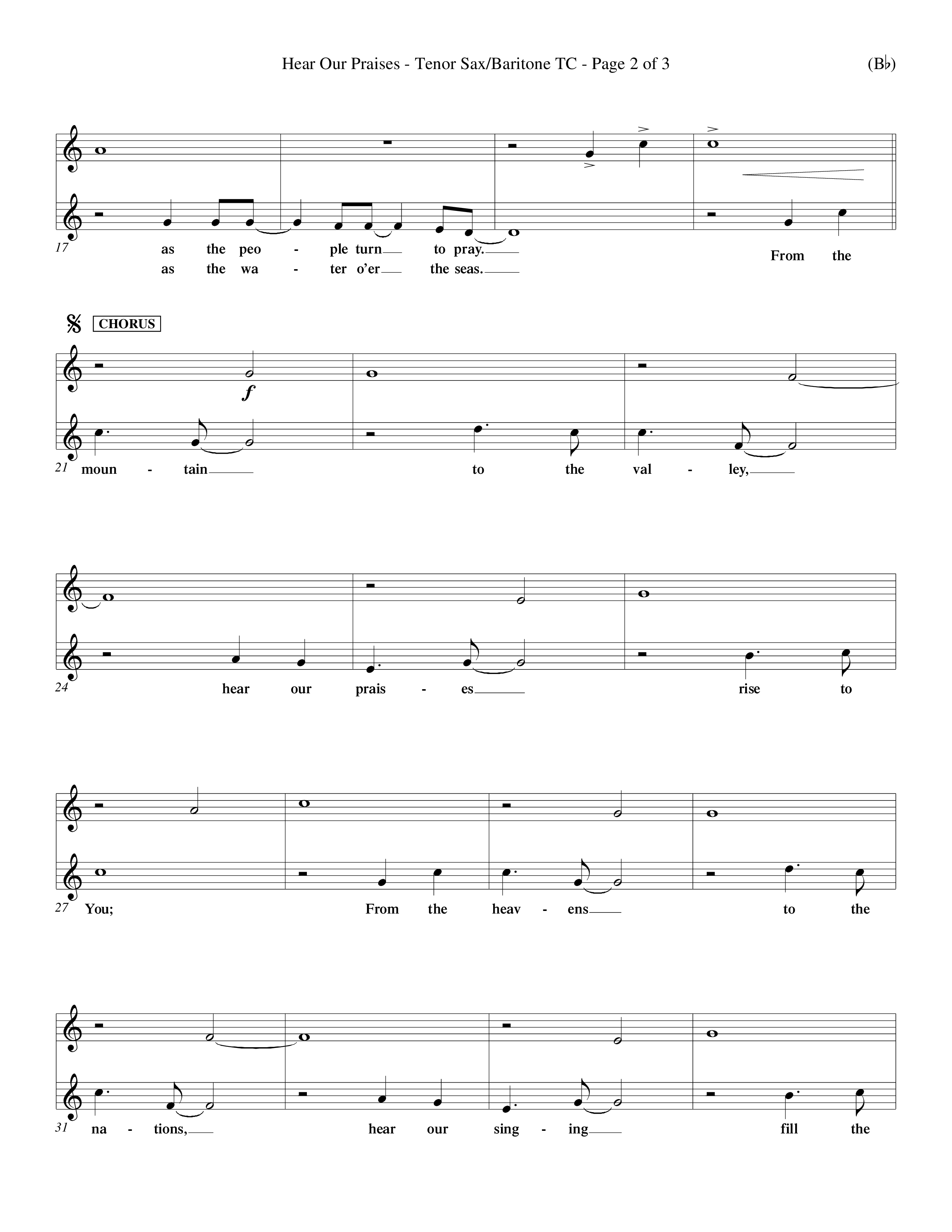 Hear Our Praises (Choral Anthem SATB) Tenor Sax/Baritone T.C. (Word Music Choral / Orch. Keith Wilbanks)