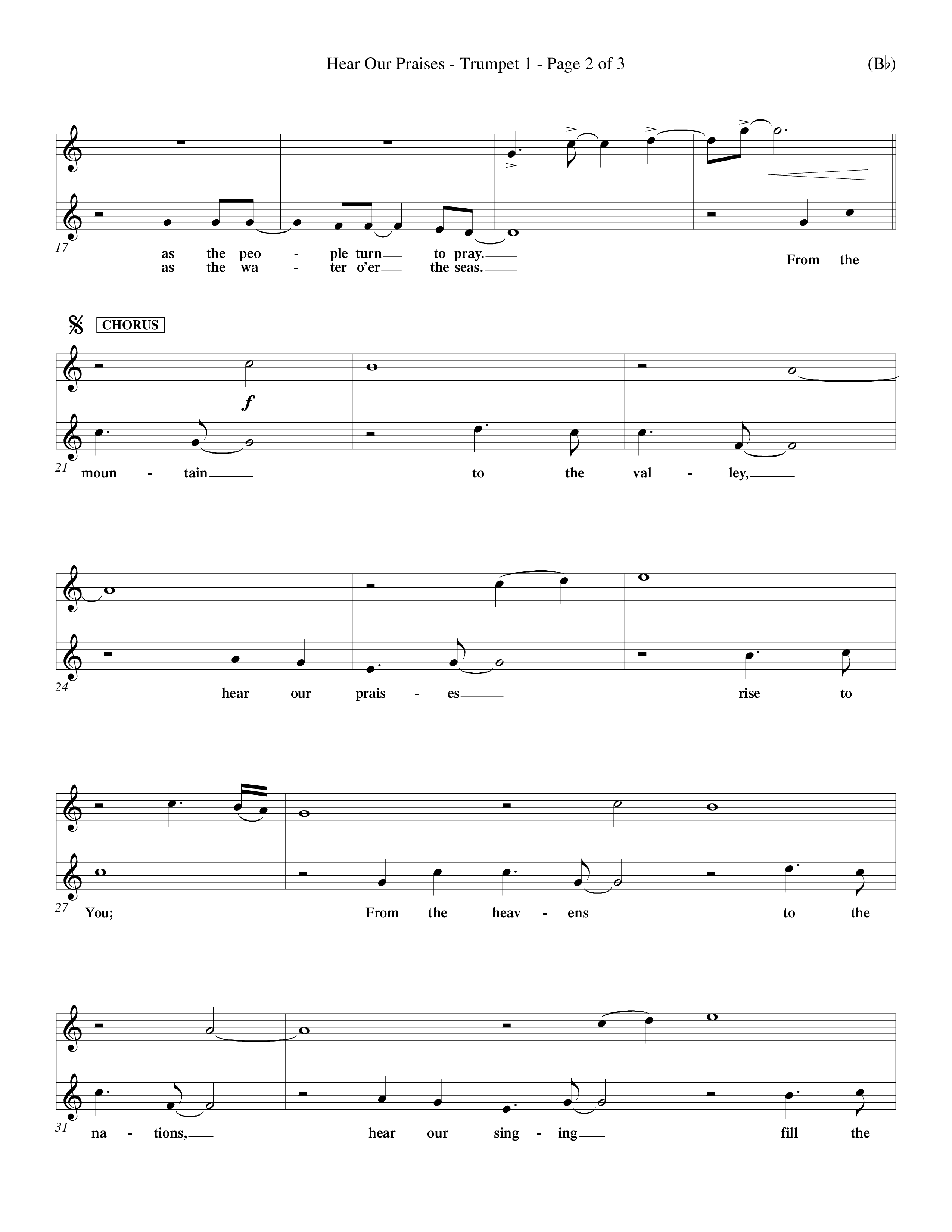 Hear Our Praises (Choral Anthem SATB) Trumpet 1 (Word Music Choral / Orch. Keith Wilbanks)