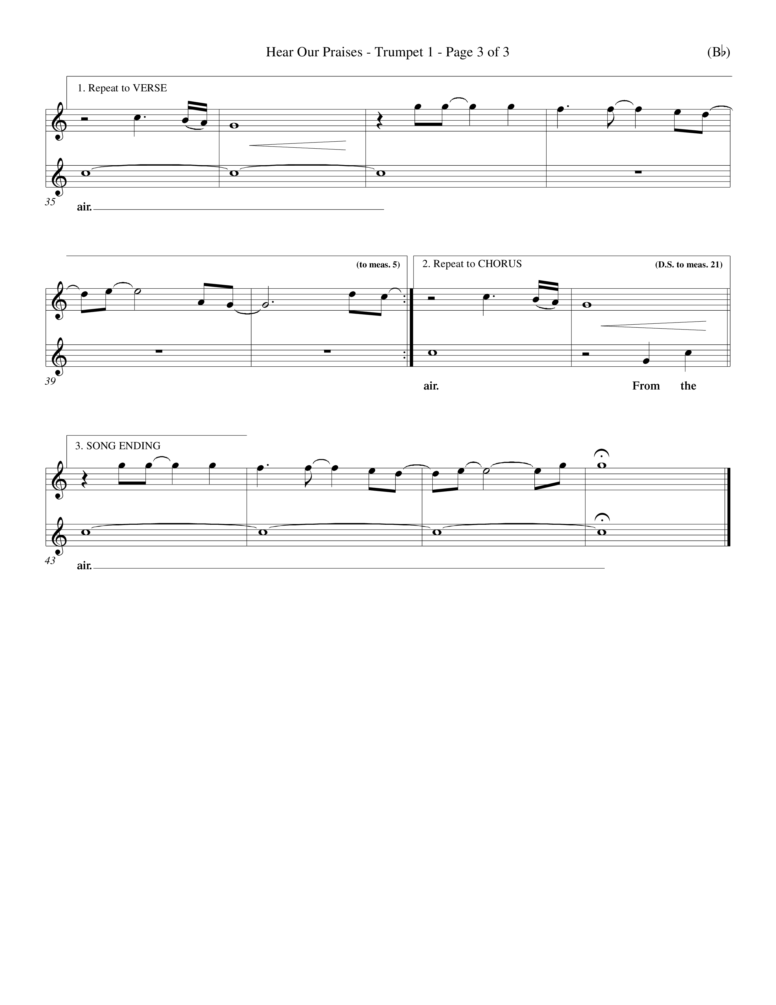 Hear Our Praises (Choral Anthem SATB) Trumpet 1 (Word Music Choral / Orch. Keith Wilbanks)