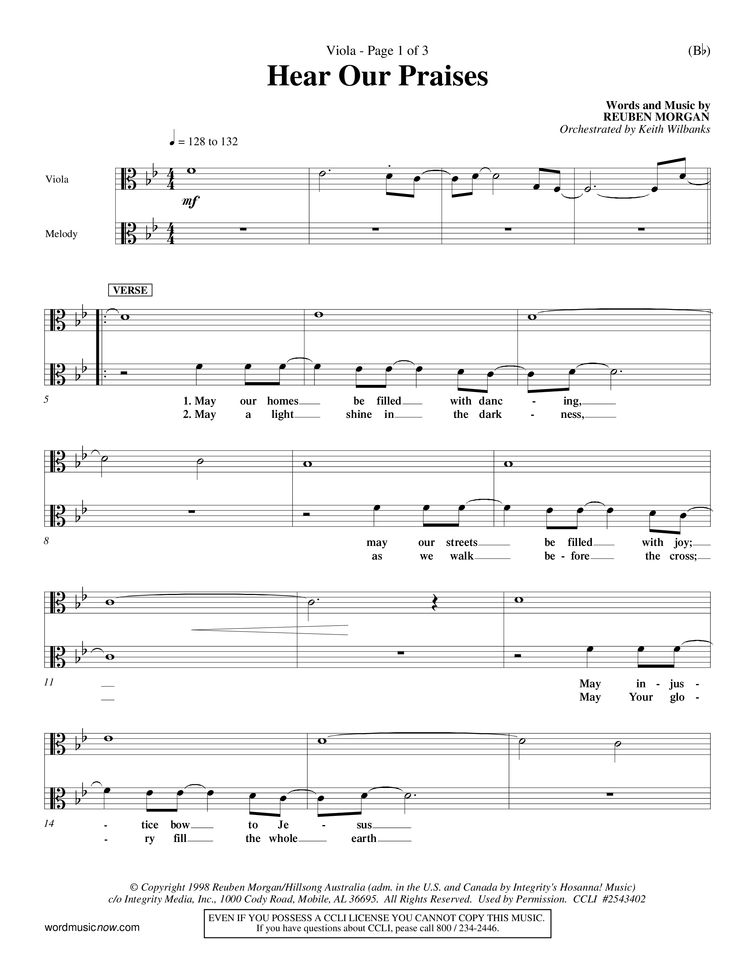 Hear Our Praises (Choral Anthem SATB) Viola (Word Music Choral / Orch. Keith Wilbanks)