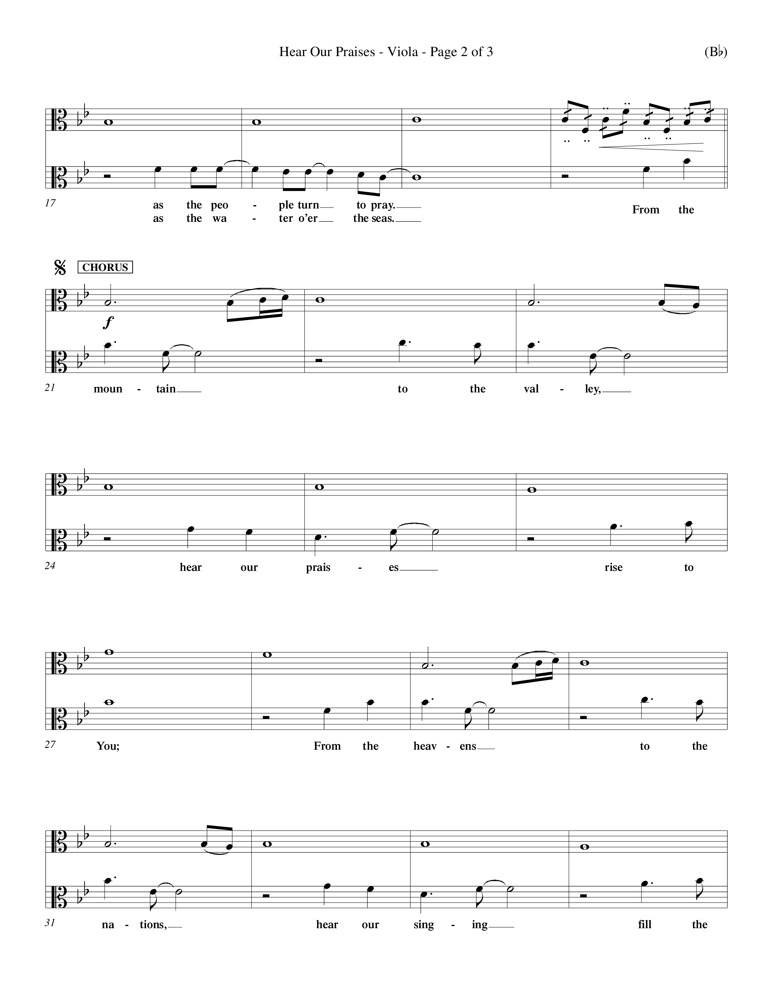 Hear Our Praises (Choral Anthem SATB) Viola (Word Music Choral / Orch. Keith Wilbanks)