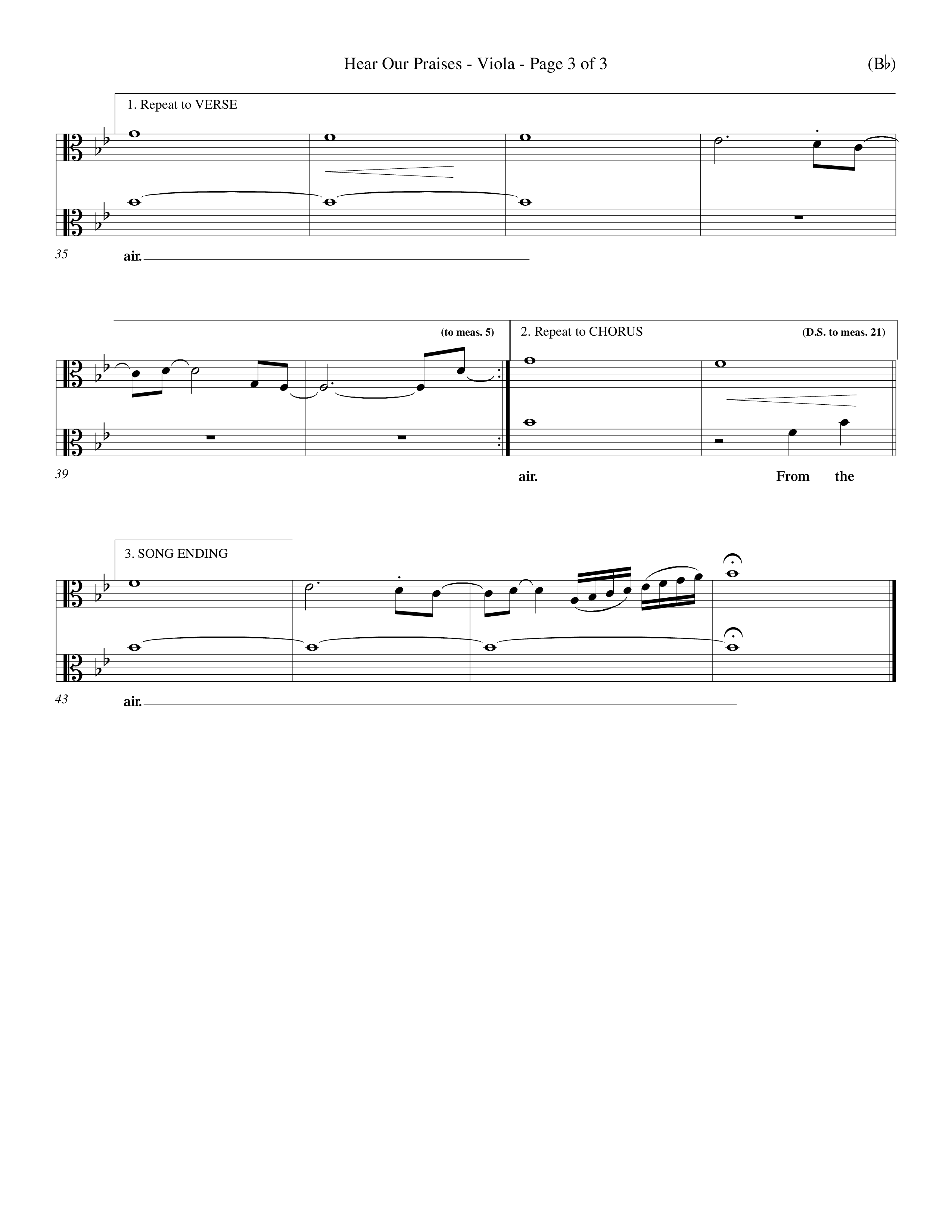 Hear Our Praises (Choral Anthem SATB) Viola (Word Music Choral / Orch. Keith Wilbanks)