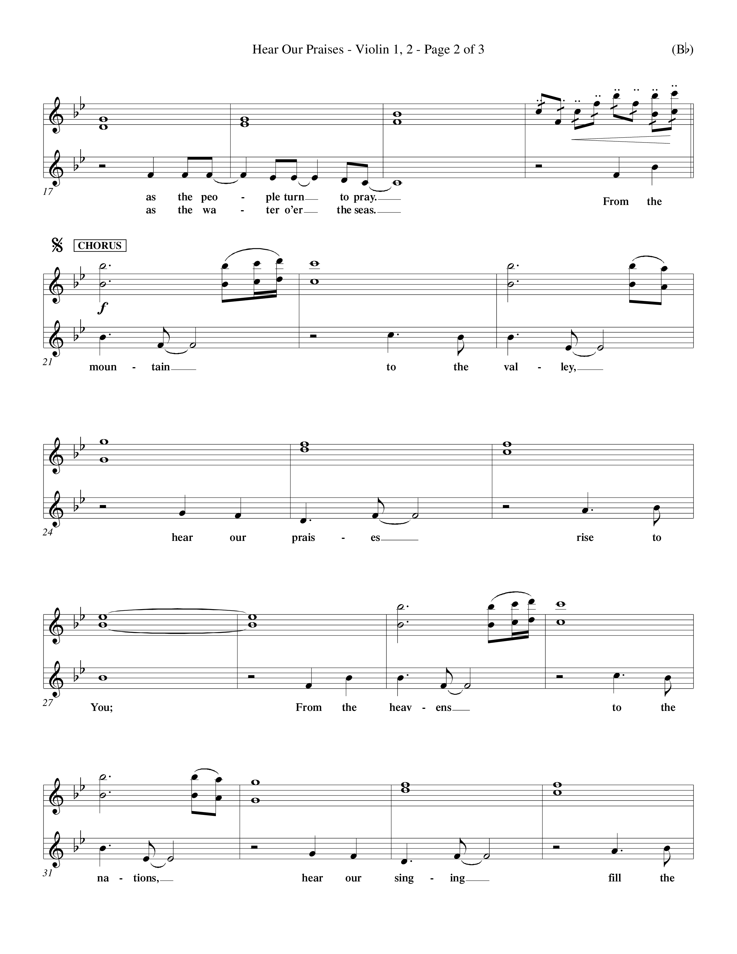 Hear Our Praises (Choral Anthem SATB) Violin 1/2 (Word Music Choral / Orch. Keith Wilbanks)