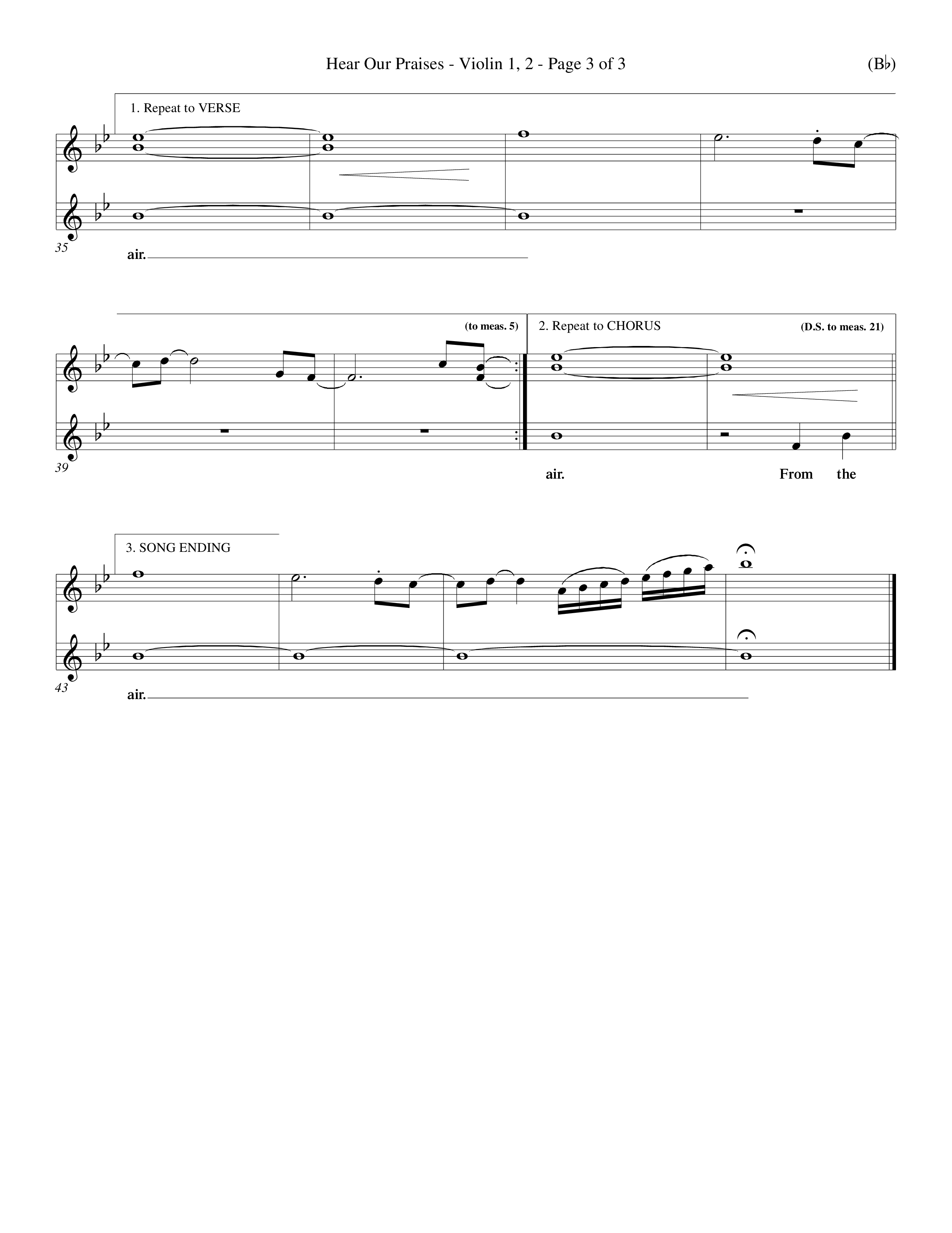 Hear Our Praises (Choral Anthem SATB) Violin 1/2 (Word Music Choral / Orch. Keith Wilbanks)