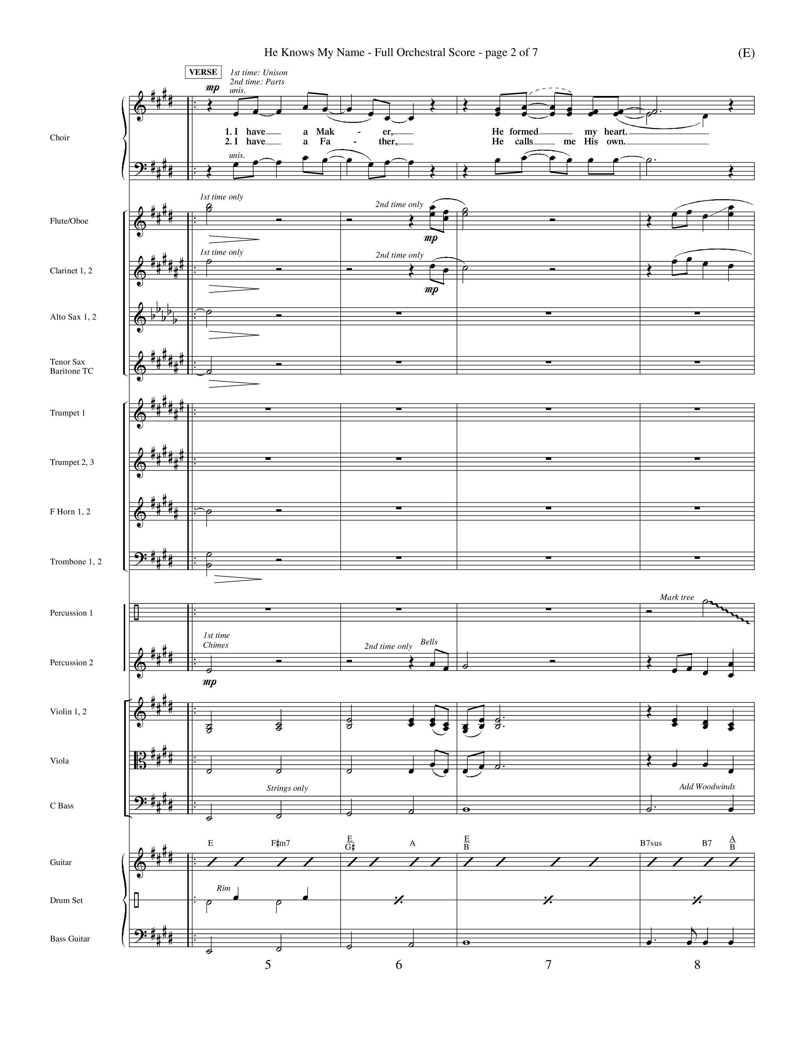 He Knows My Name (Choral Anthem SATB) Orchestration (Word Music Choral / Orch. Billy Payne)