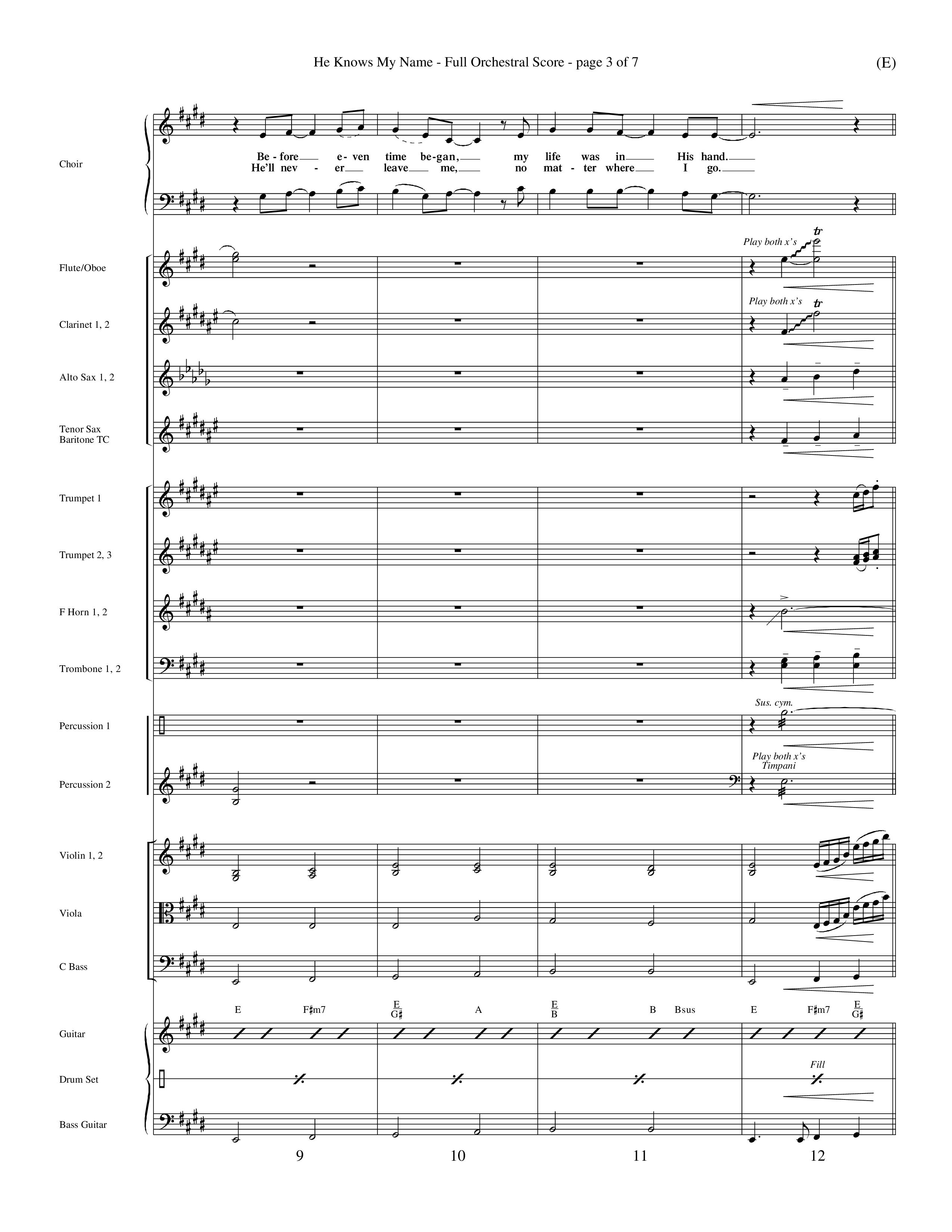 He Knows My Name (Choral Anthem SATB) Orchestration (Word Music Choral / Orch. Billy Payne)