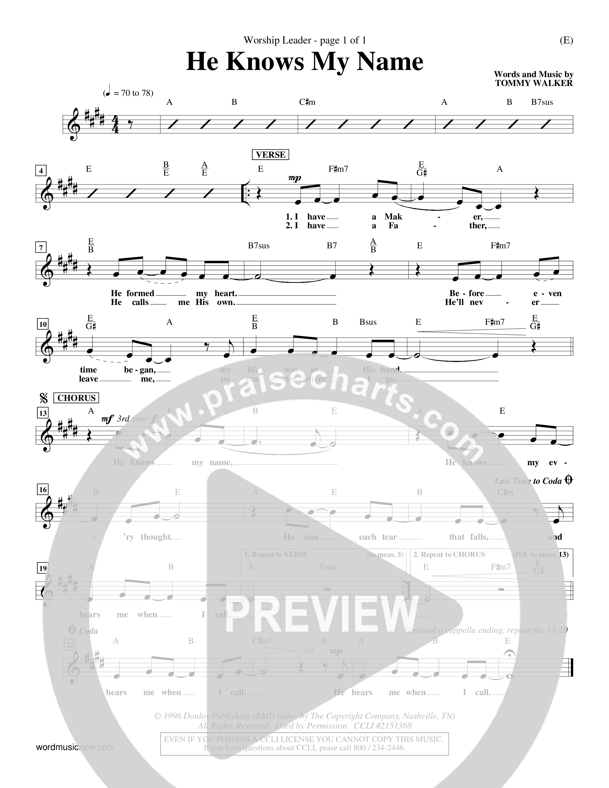 He Knows My Name (Choral Anthem SATB) Rhythm Pack (Word Music Choral / Orch. Billy Payne)