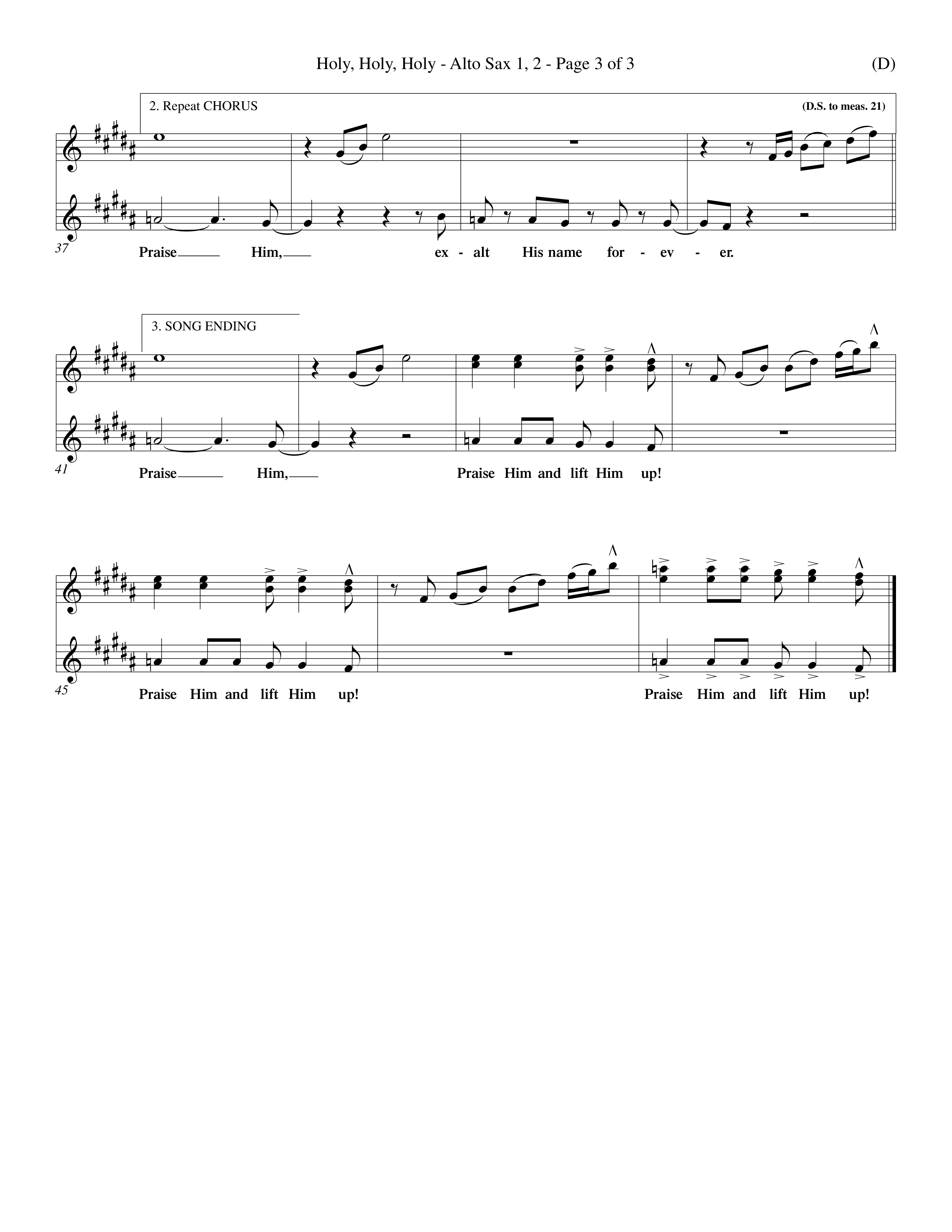 Holy Holy Holy (Choral Anthem SATB) Alto Sax 1/2 (Word Music Choral / Orch. Keith Christopher)