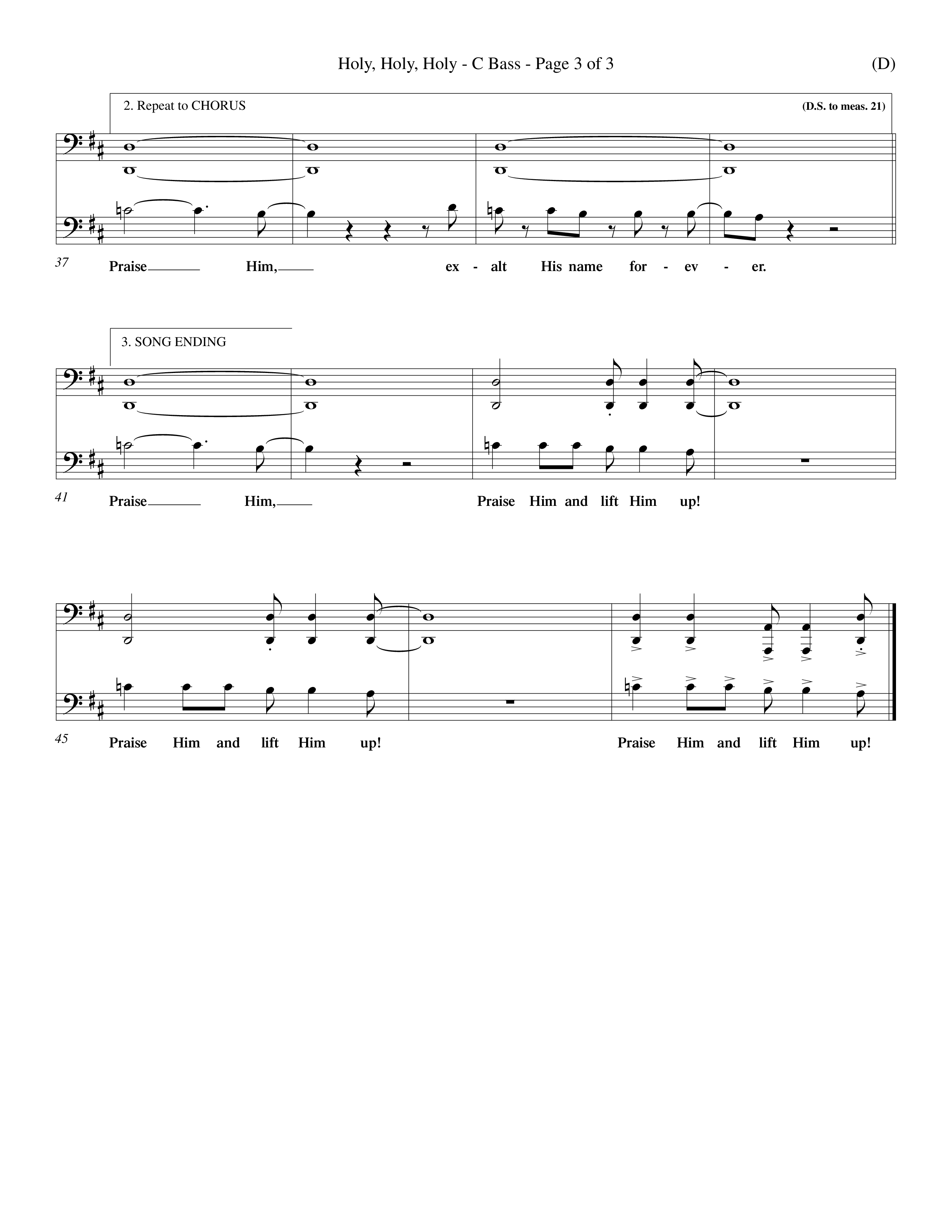 Holy Holy Holy (Choral Anthem SATB) Contrabass (Word Music Choral / Orch. Keith Christopher)
