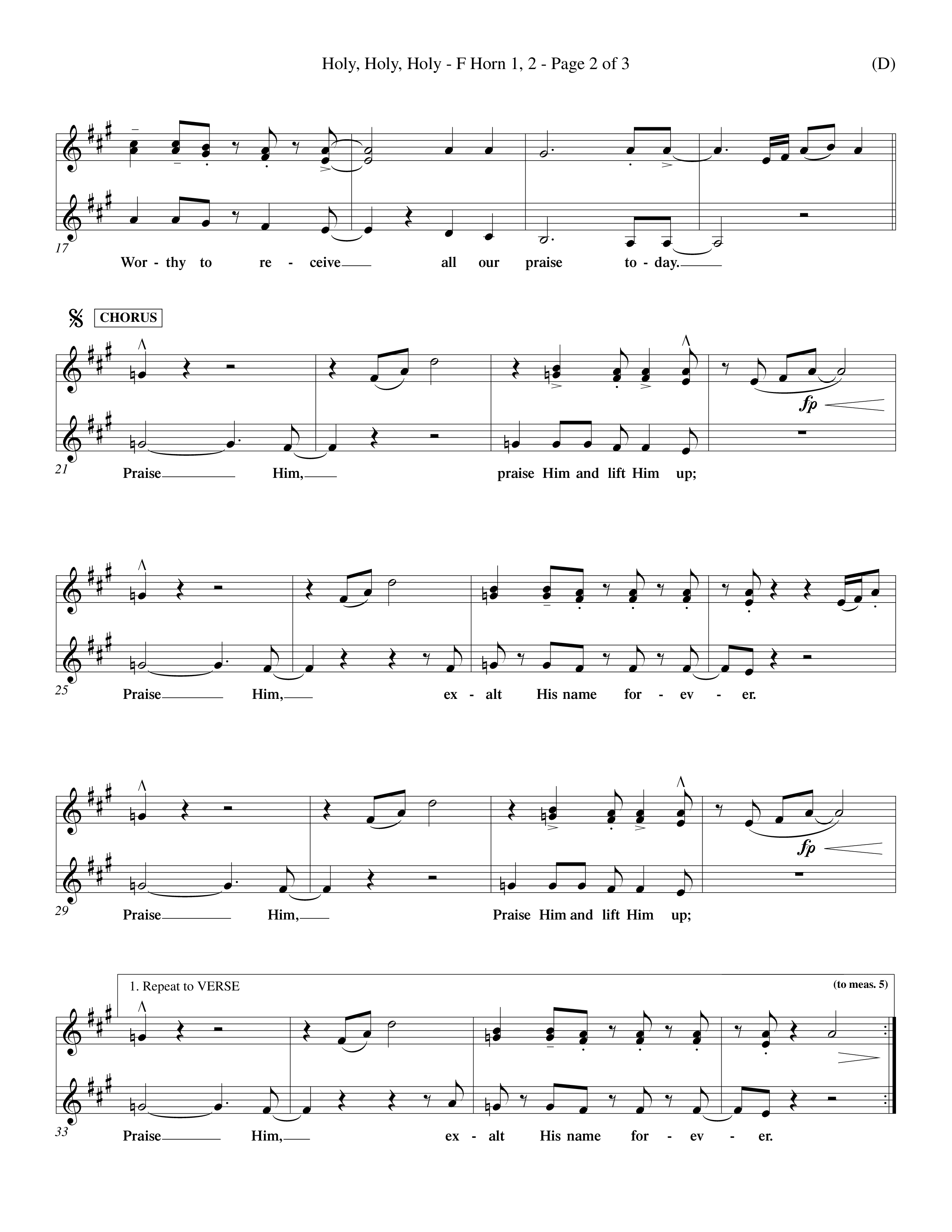 Holy Holy Holy (Choral Anthem SATB) French Horn (Word Music Choral / Orch. Keith Christopher)