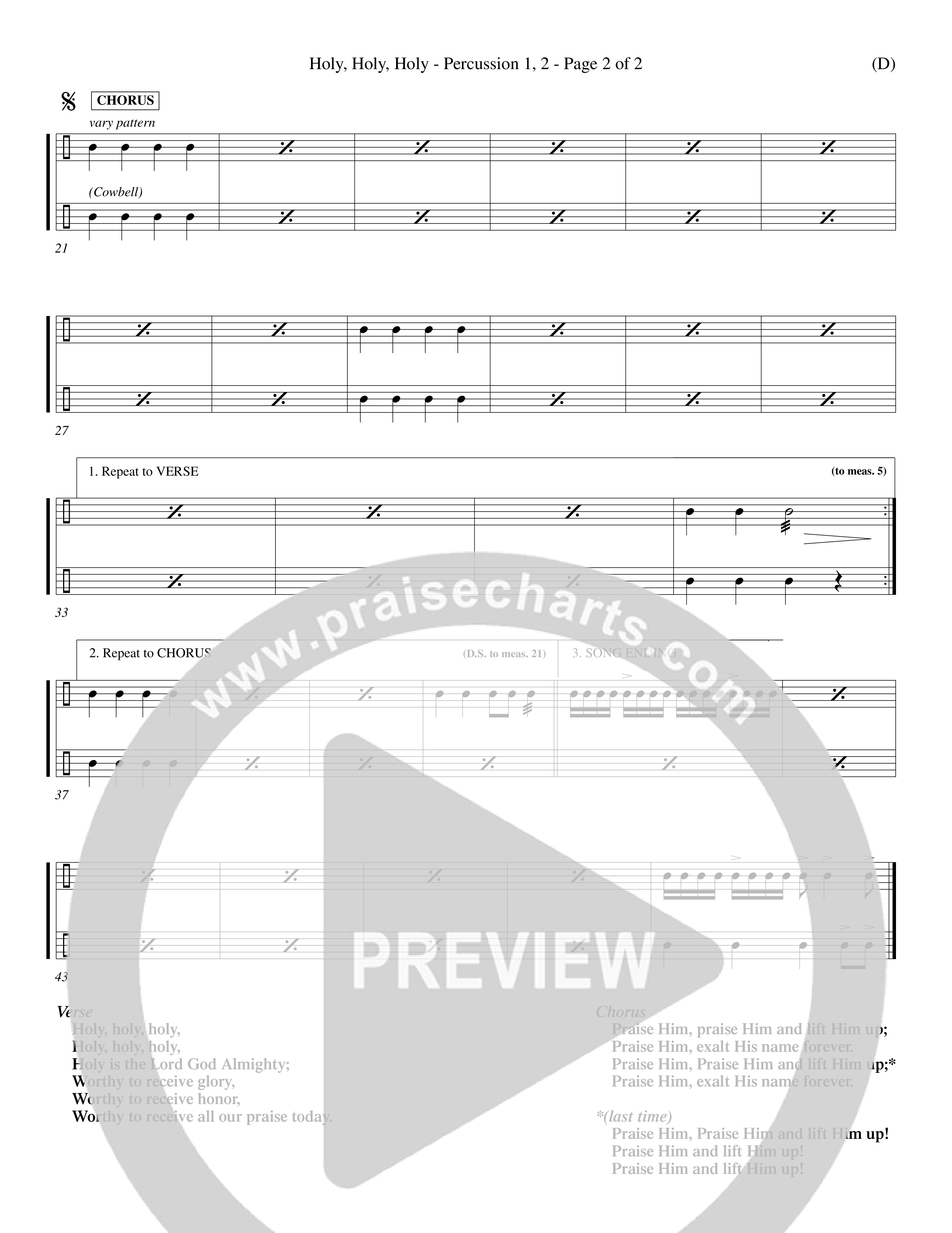 Holy Holy Holy (Choral Anthem SATB) Percussion 1/2 (Word Music Choral / Orch. Keith Christopher)