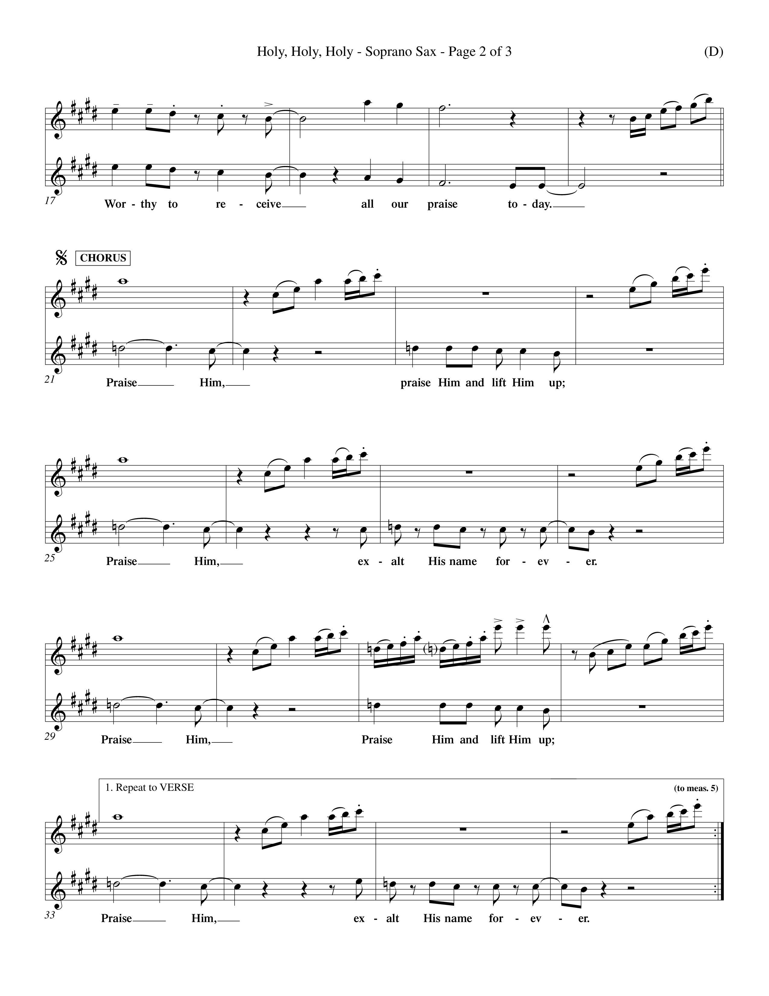 Holy Holy Holy (Choral Anthem SATB) Saxophone (Word Music Choral / Orch. Keith Christopher)