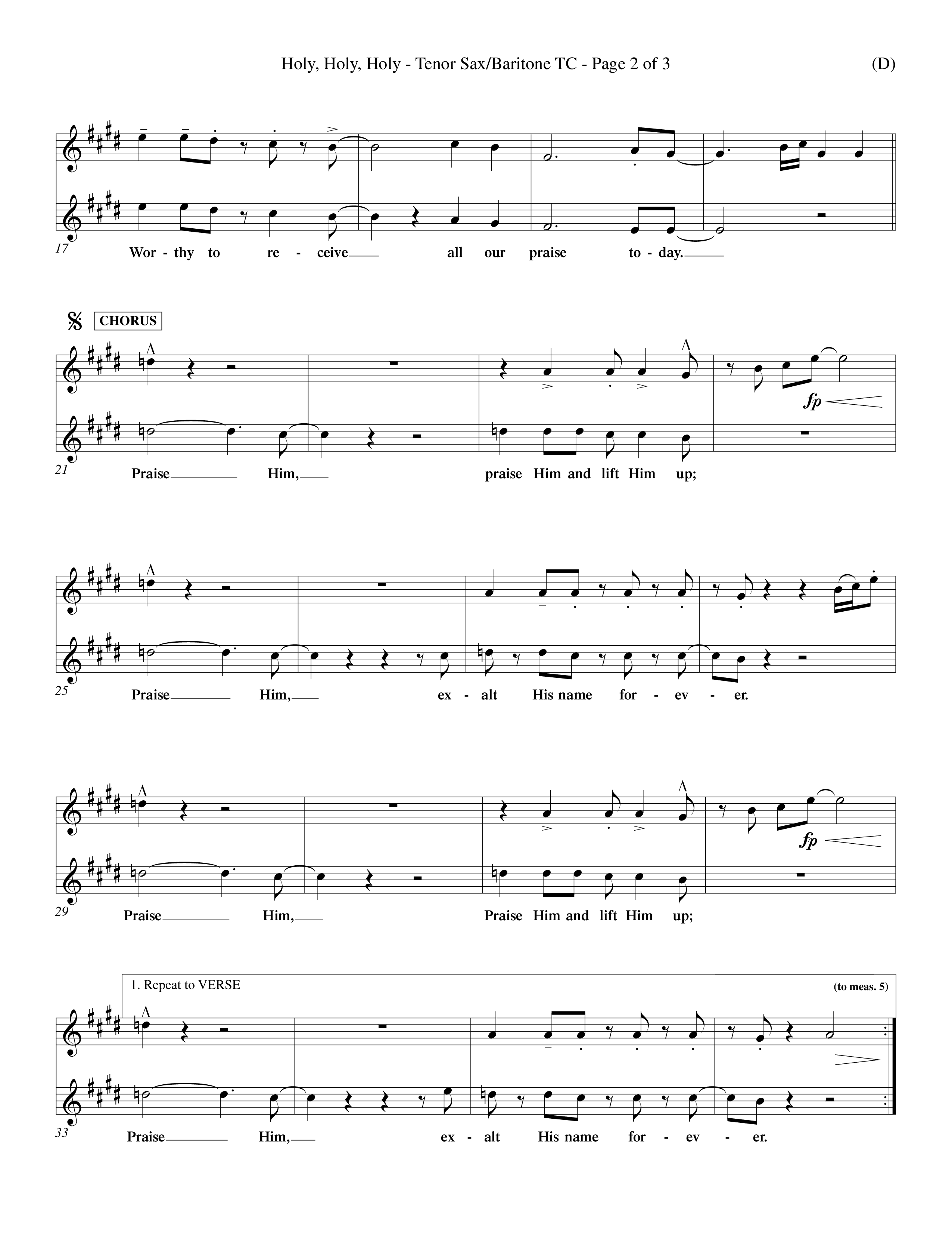 Holy Holy Holy (Choral Anthem SATB) Tenor Sax/Baritone T.C. (Word Music Choral / Orch. Keith Christopher)