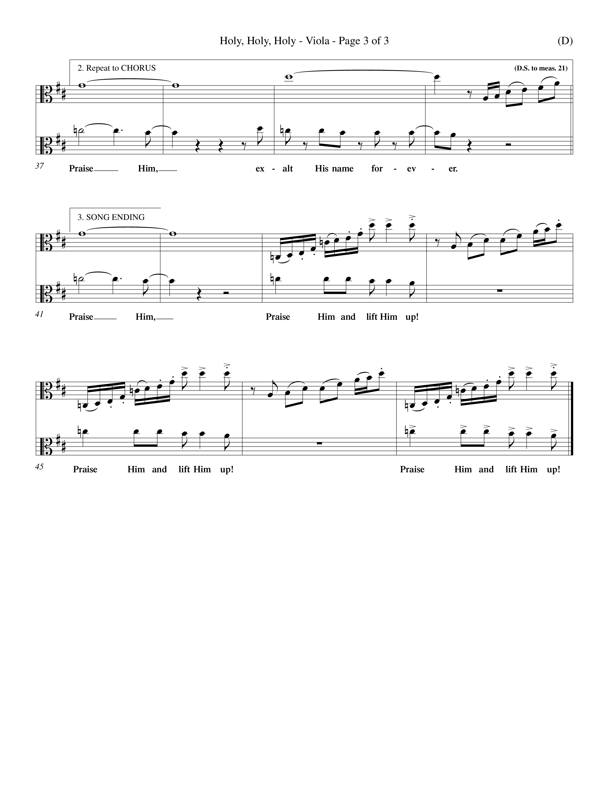 Holy Holy Holy (Choral Anthem SATB) Viola (Word Music Choral / Orch. Keith Christopher)