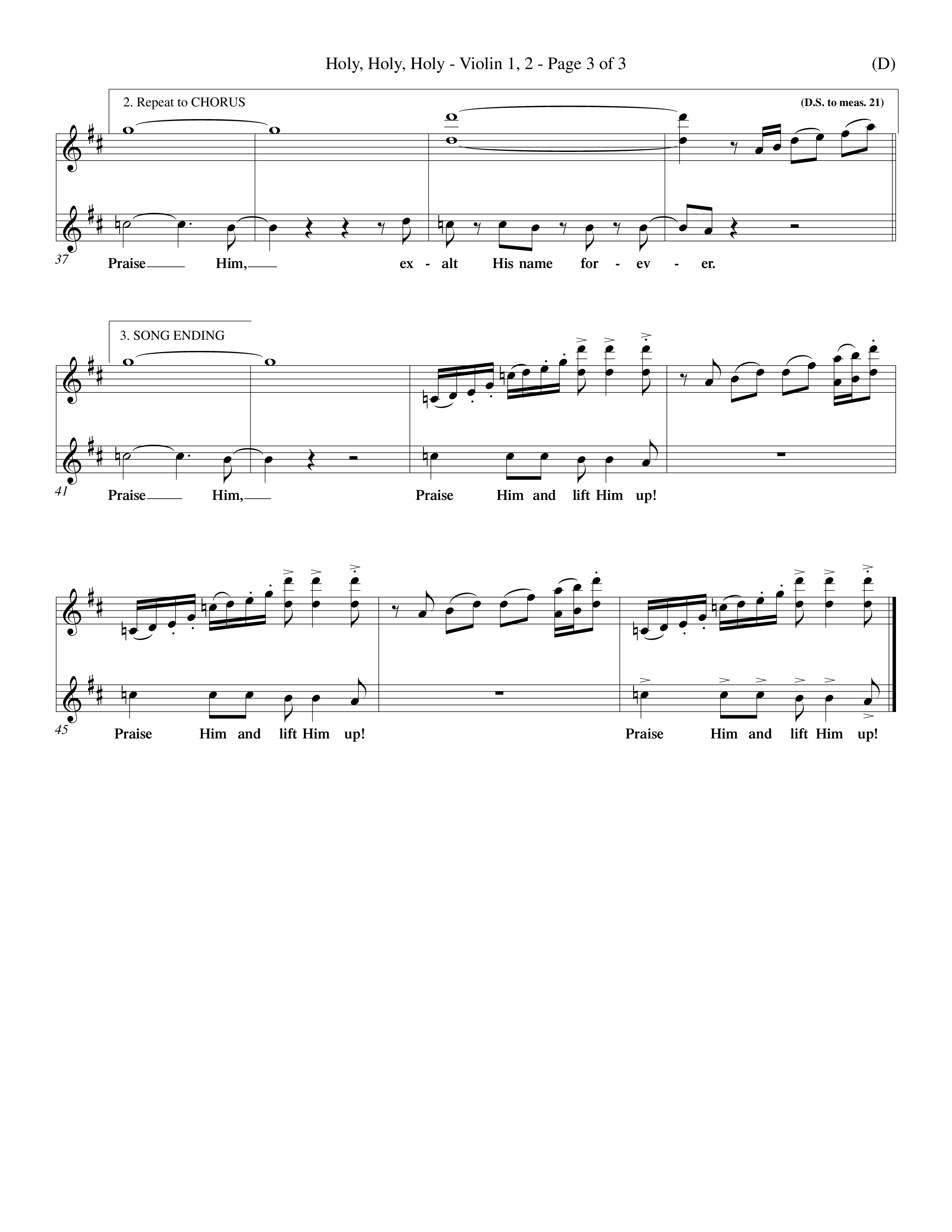 Holy Holy Holy (Choral Anthem SATB) Violin 1/2 (Word Music Choral / Orch. Keith Christopher)