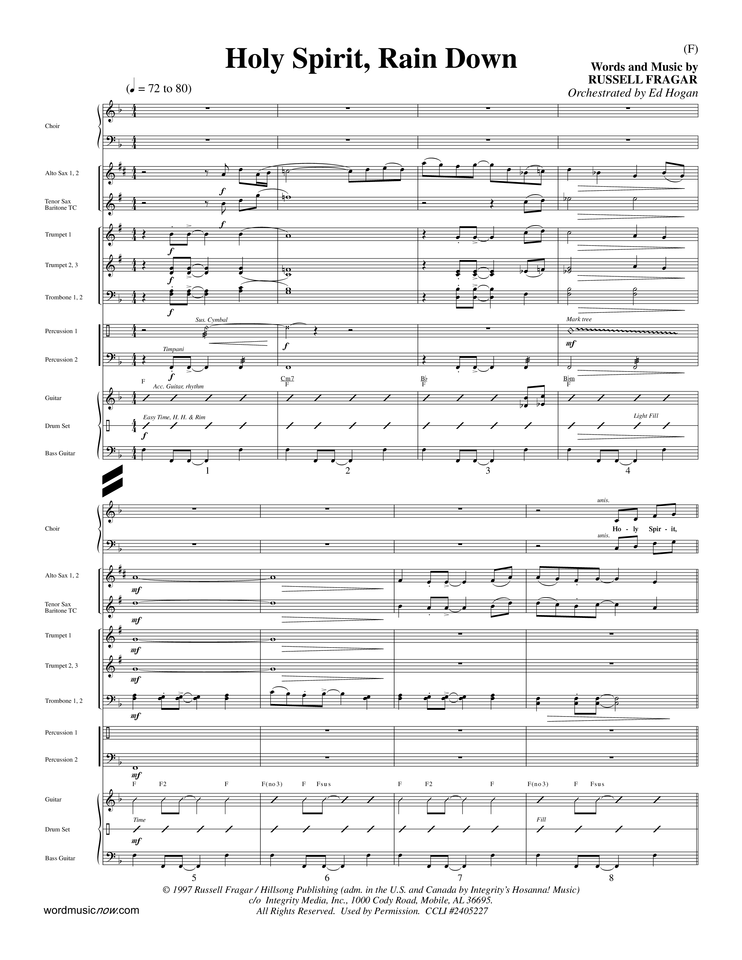 Holy Spirit Rain Down (Choral Anthem SATB) Conductor's Score (Word Music Choral / Orch. Ed Hogan)