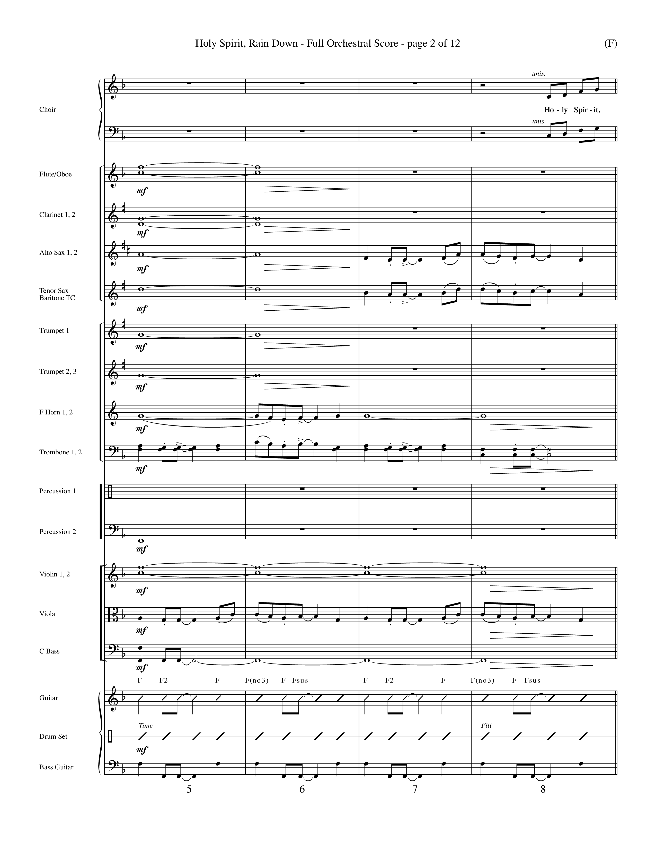 Holy Spirit Rain Down (Choral Anthem SATB) Orchestration (Word Music Choral / Orch. Ed Hogan)