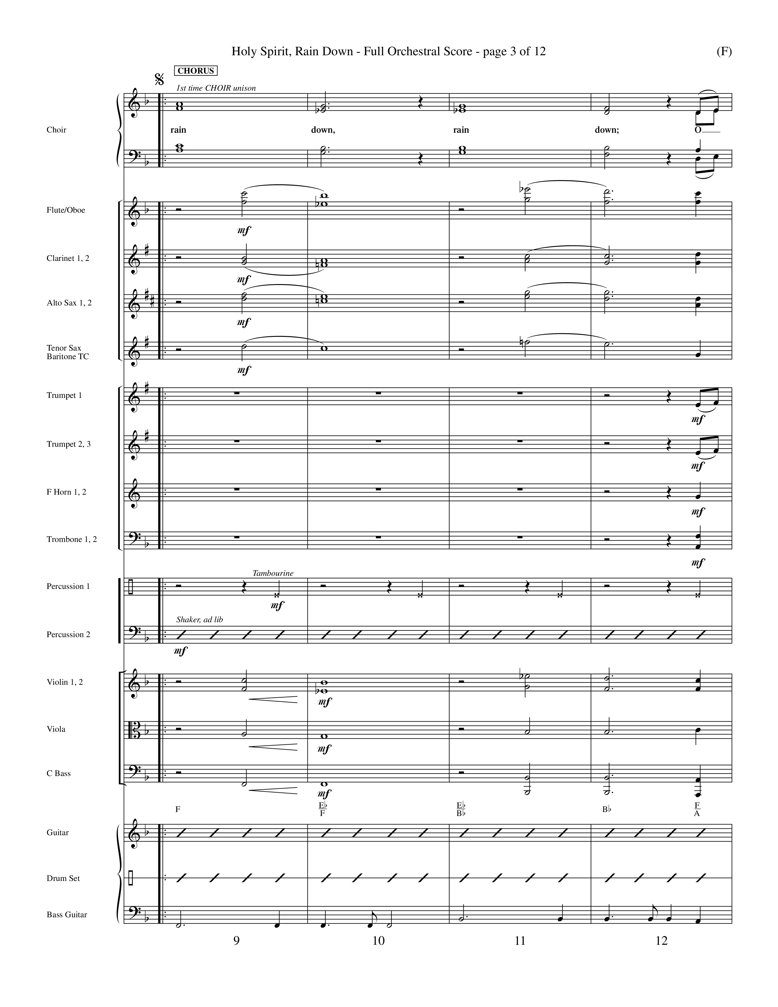 Holy Spirit Rain Down (Choral Anthem SATB) Orchestration (Word Music Choral / Orch. Ed Hogan)