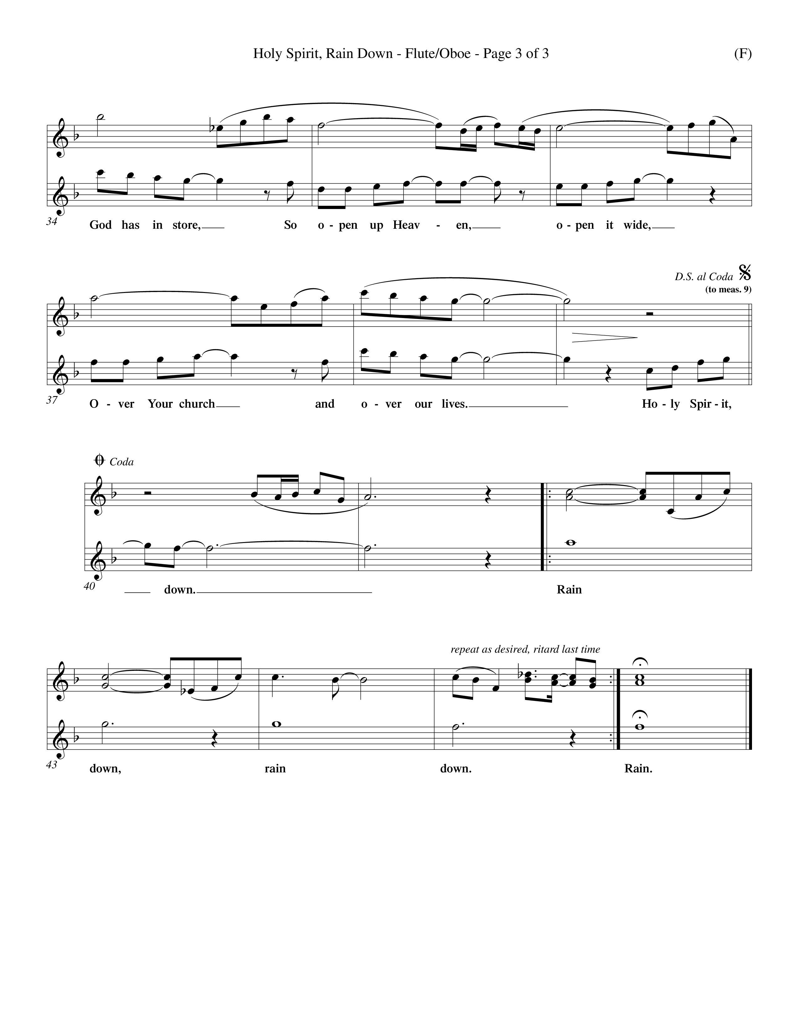 Holy Spirit Rain Down (Choral Anthem SATB) Flute/Oboe (Word Music Choral / Orch. Ed Hogan)