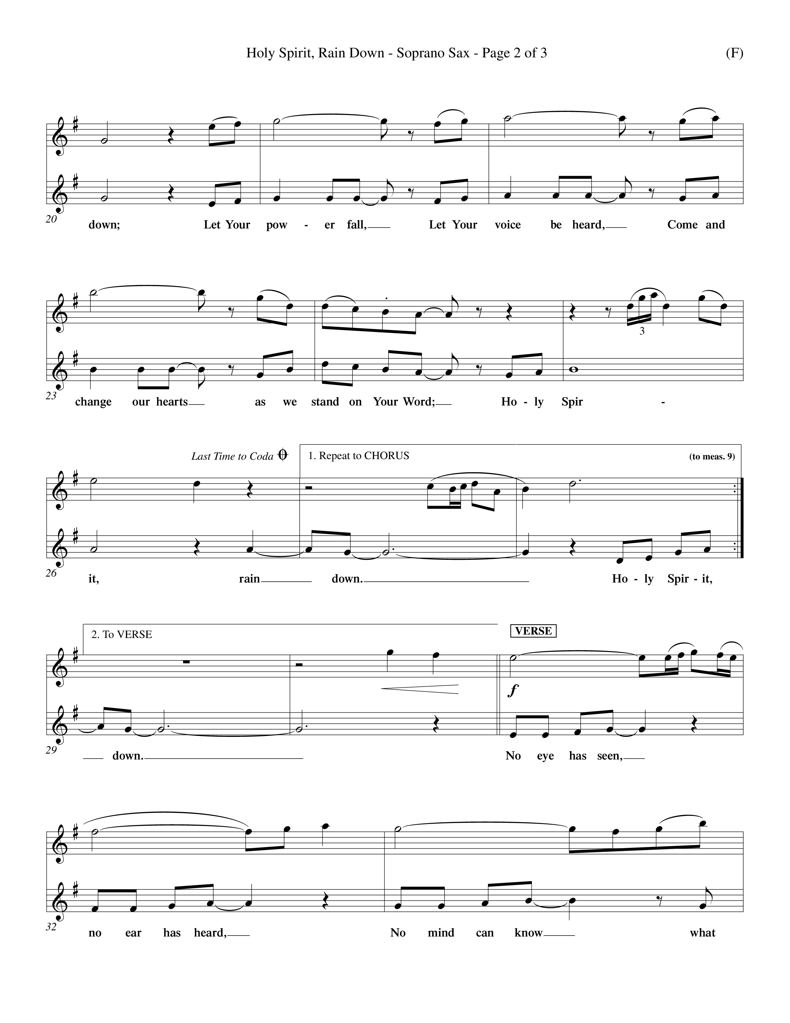 Holy Spirit Rain Down (Choral Anthem SATB) Saxophone (Word Music Choral / Orch. Ed Hogan)