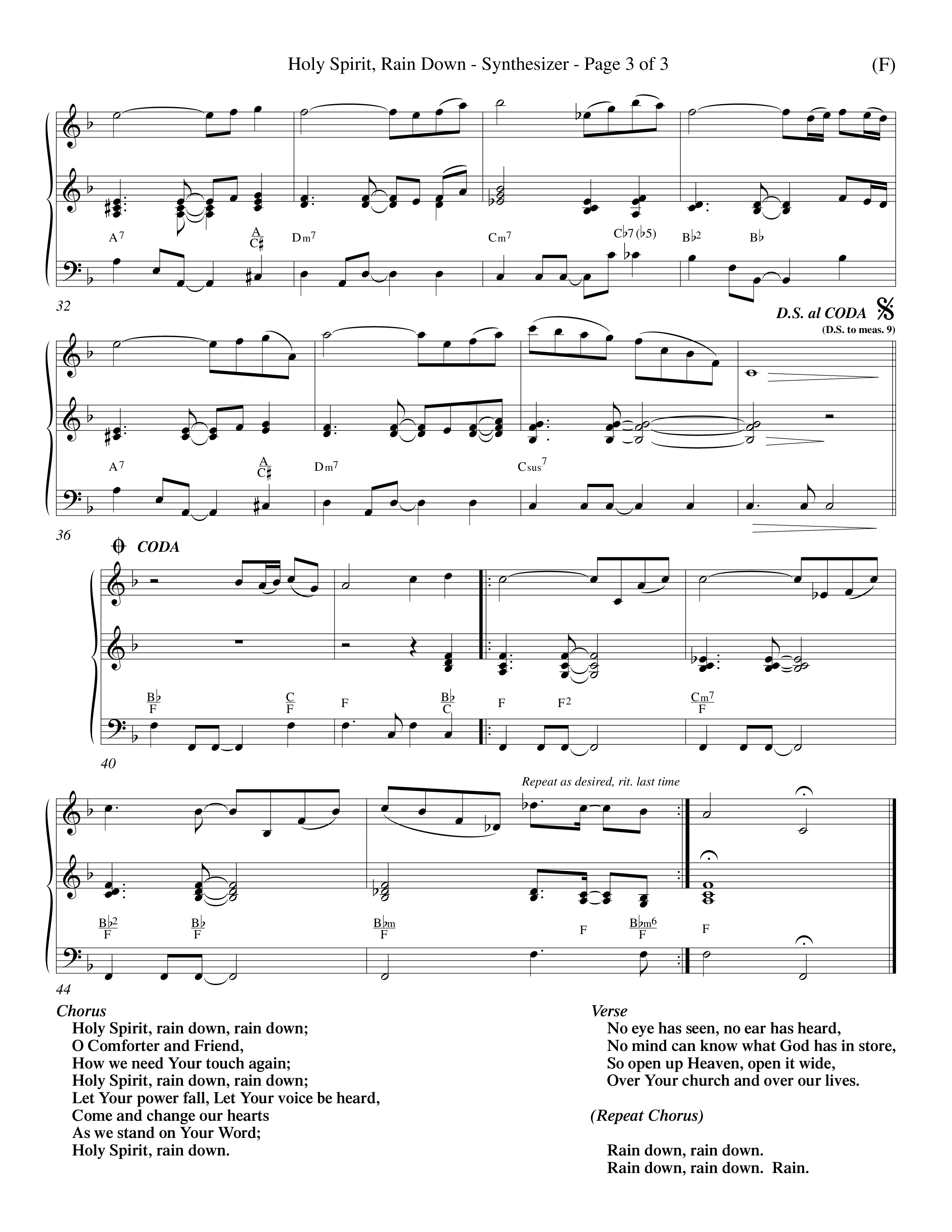 Holy Spirit Rain Down (Choral Anthem SATB) Synth (Word Music Choral / Orch. Ed Hogan)