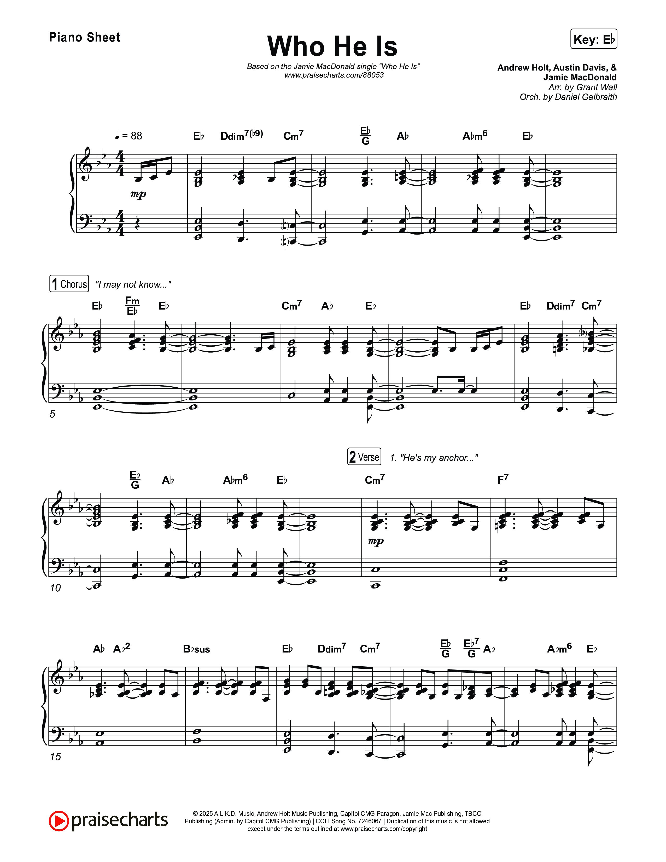 Who He Is Piano Sheet (Jamie MacDonald)