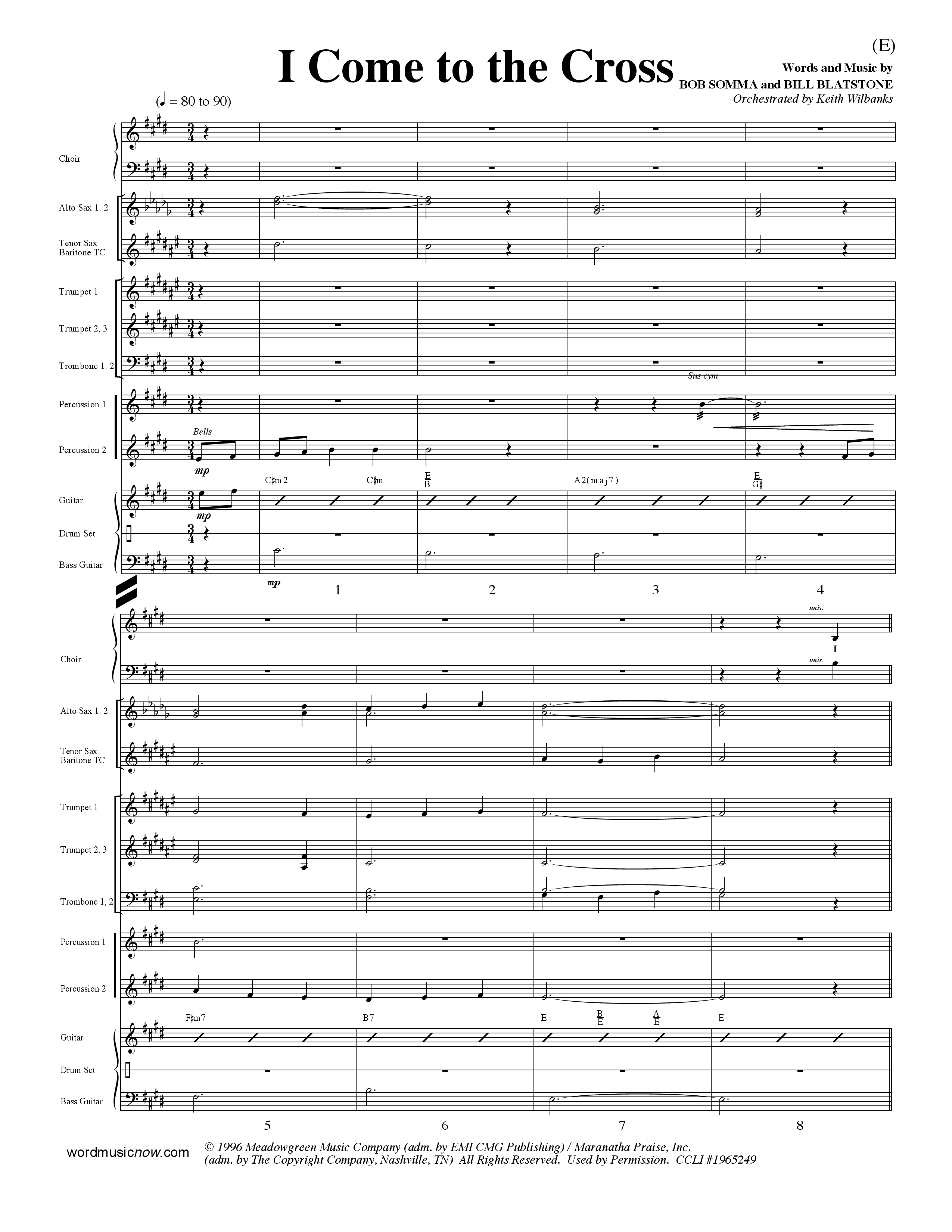 I Come To The Cross (Choral Anthem SATB) PraiseBand (incl. Brass) (Word Music Choral / Orch. Keith Wilbanks)