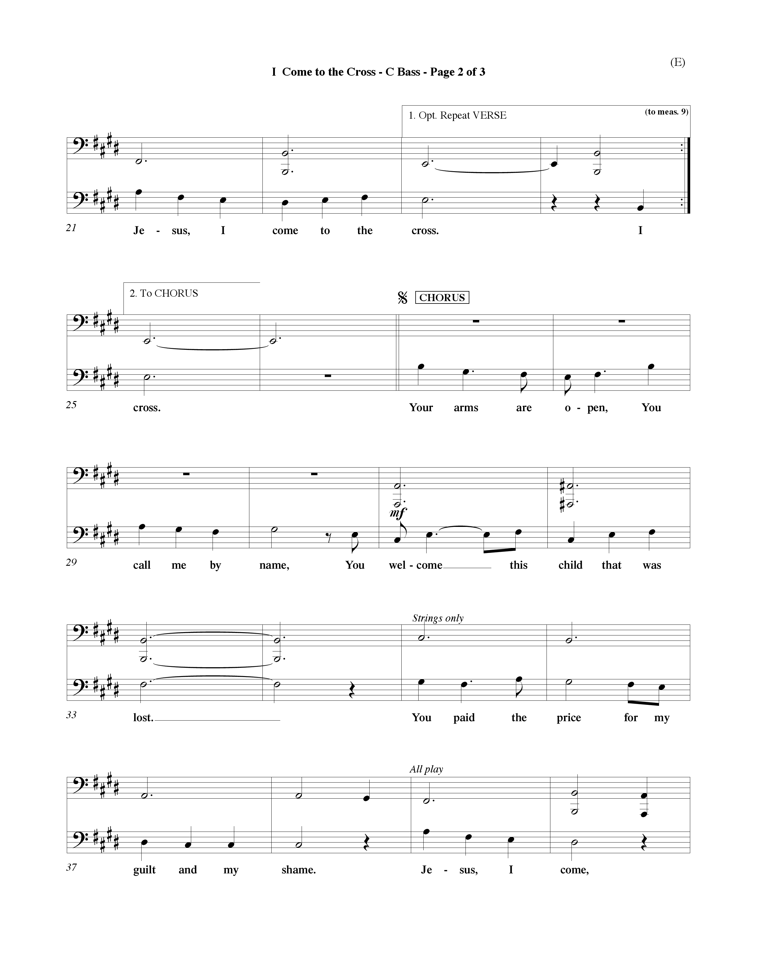I Come To The Cross (Choral Anthem SATB) Contrabass (Word Music Choral / Orch. Keith Wilbanks)