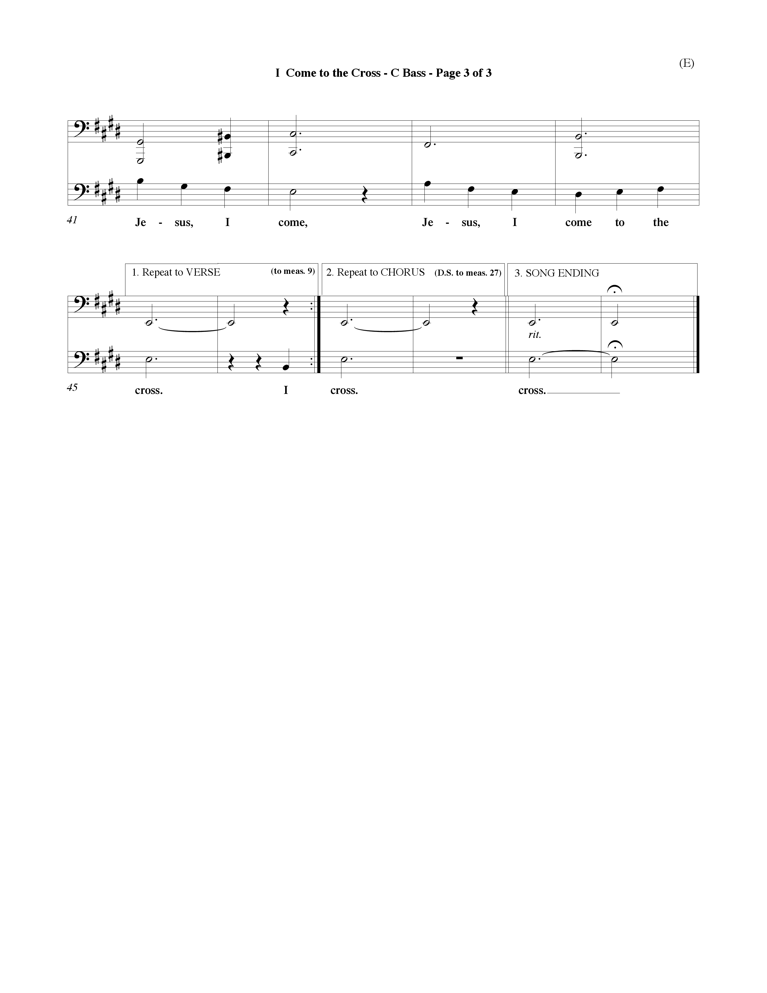 I Come To The Cross (Choral Anthem SATB) Contrabass (Word Music Choral / Orch. Keith Wilbanks)