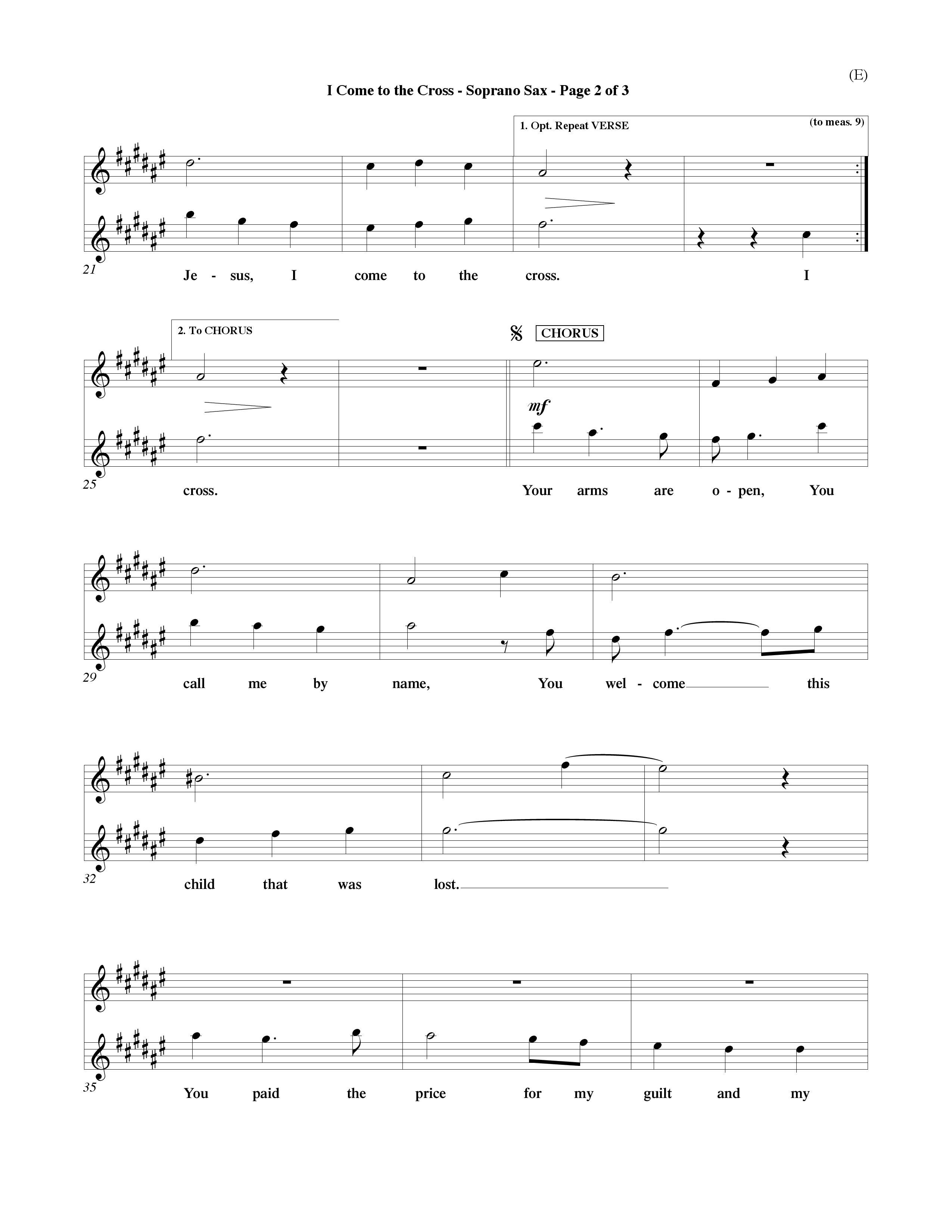 I Come To The Cross (Choral Anthem SATB) Saxophone (Word Music Choral / Orch. Keith Wilbanks)