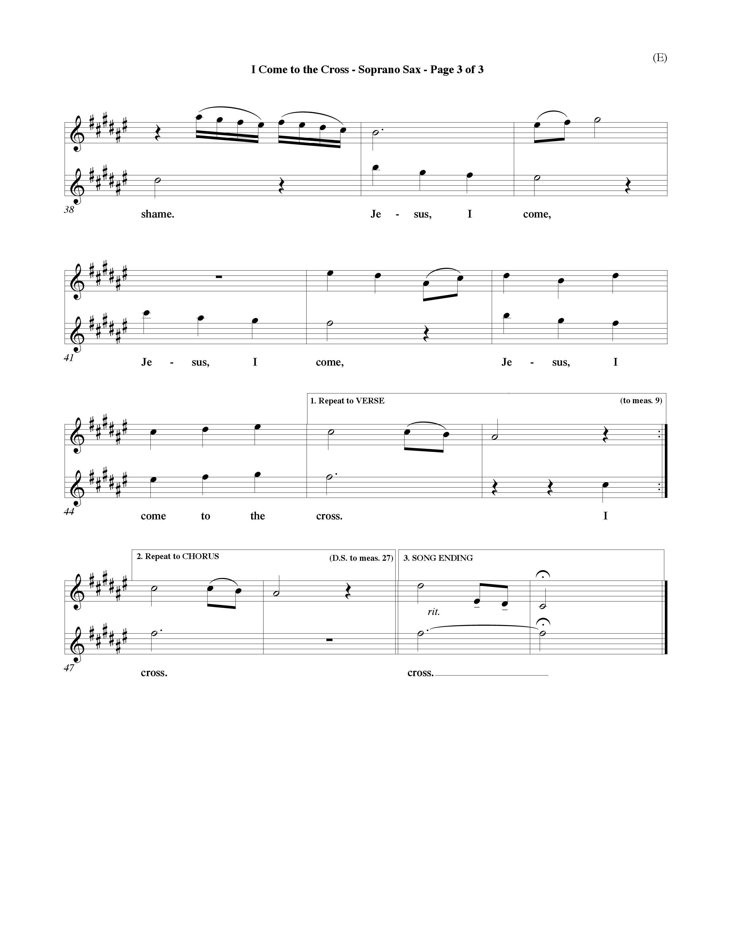I Come To The Cross (Choral Anthem SATB) Saxophone (Word Music Choral / Orch. Keith Wilbanks)